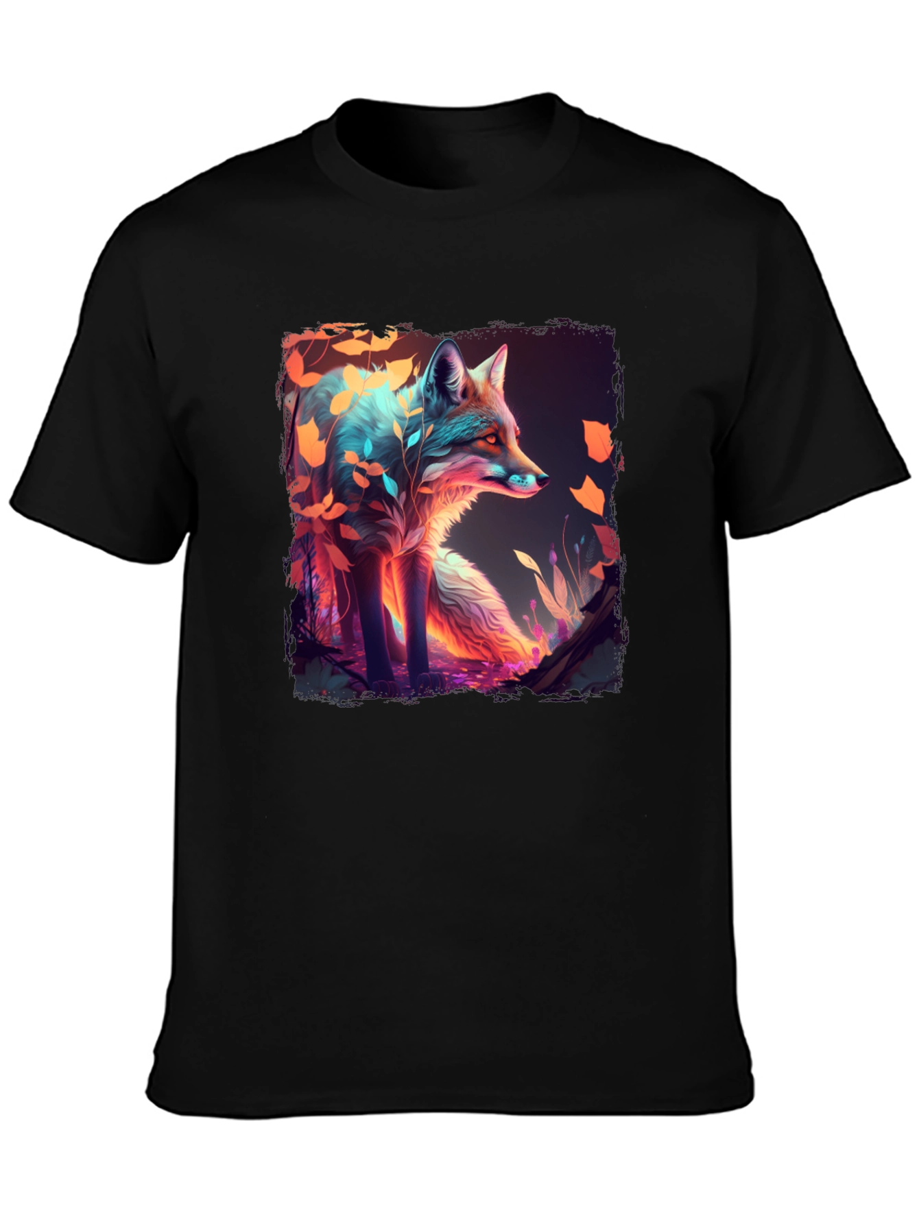 Black Mystic Fox Graphic T-Shirt - Unique Design view 3