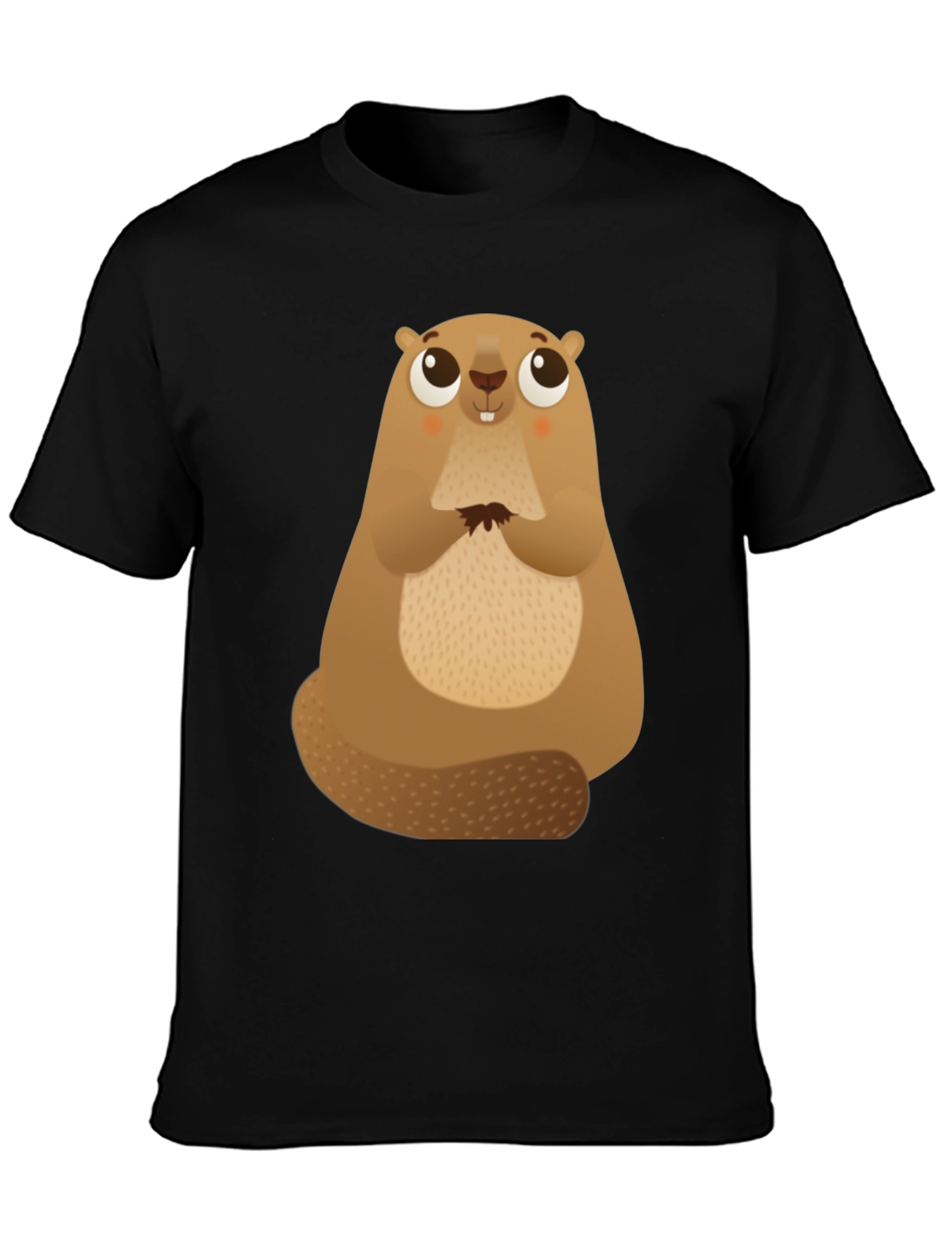Black Cute Beaver Graphic Tee - Soft Cotton Comfort view 3