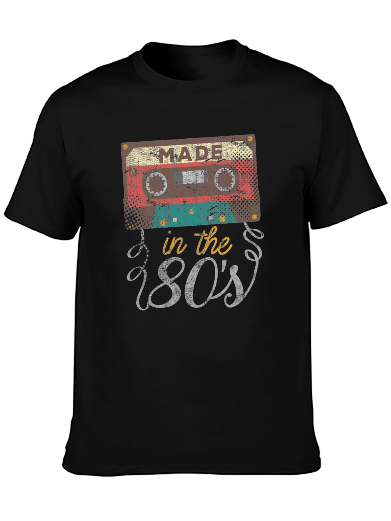 Black Made in the 80s Cassette Tape Black T-Shirt view 3