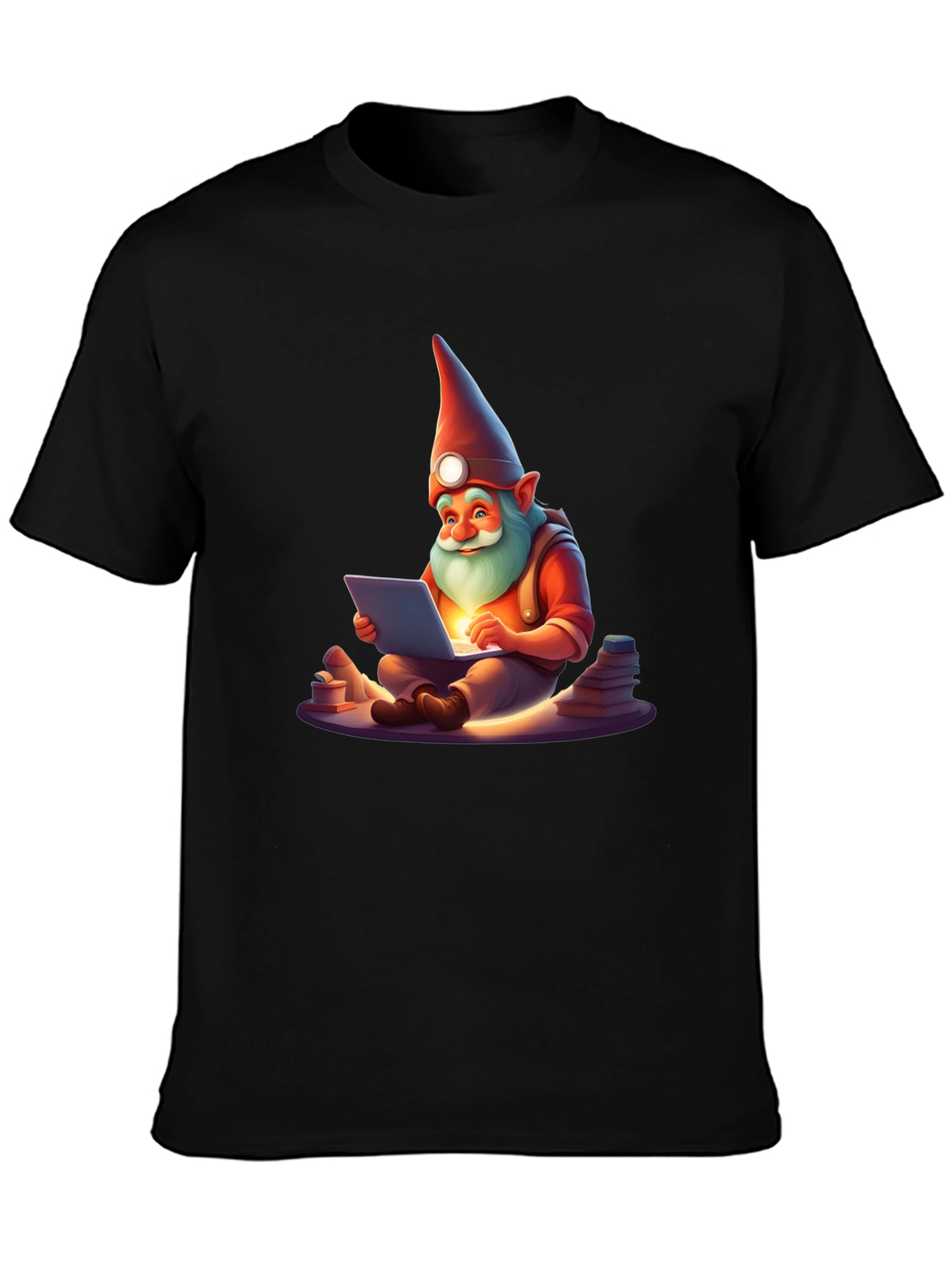 Black Gnome Techie T-Shirt - Novelty Graphic Tee view 3