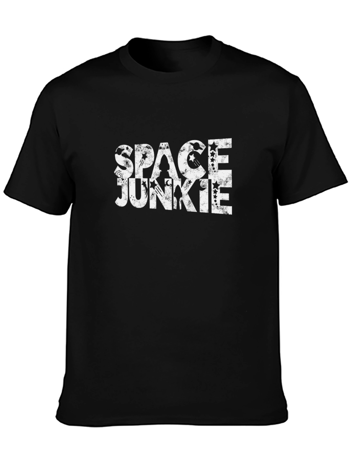 Black Space Junkie Black T-Shirt - Unique Graphic Tee view 3