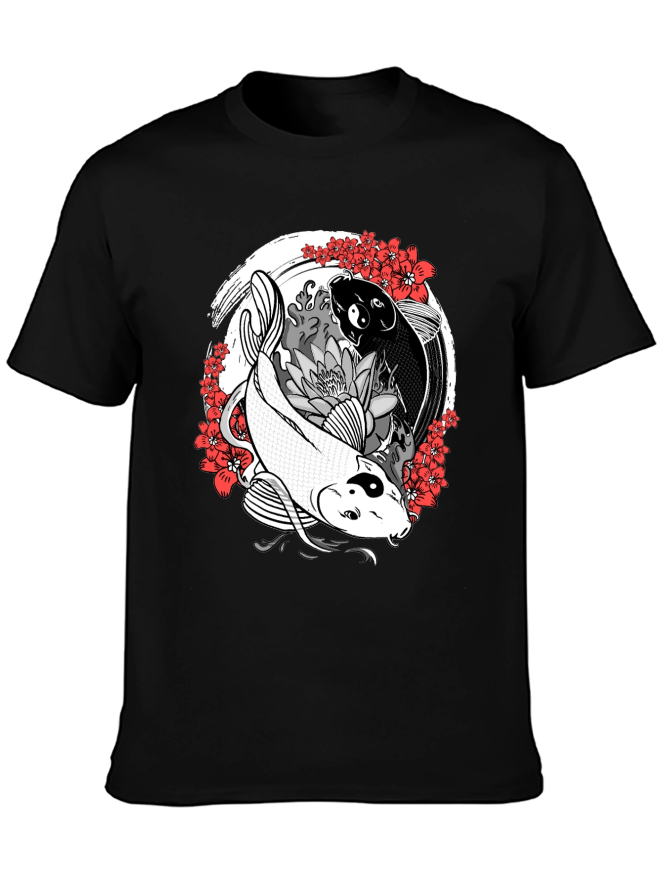 Black Yin Yang Koi Fish Graphic Tee - Harmony & Balance view 3