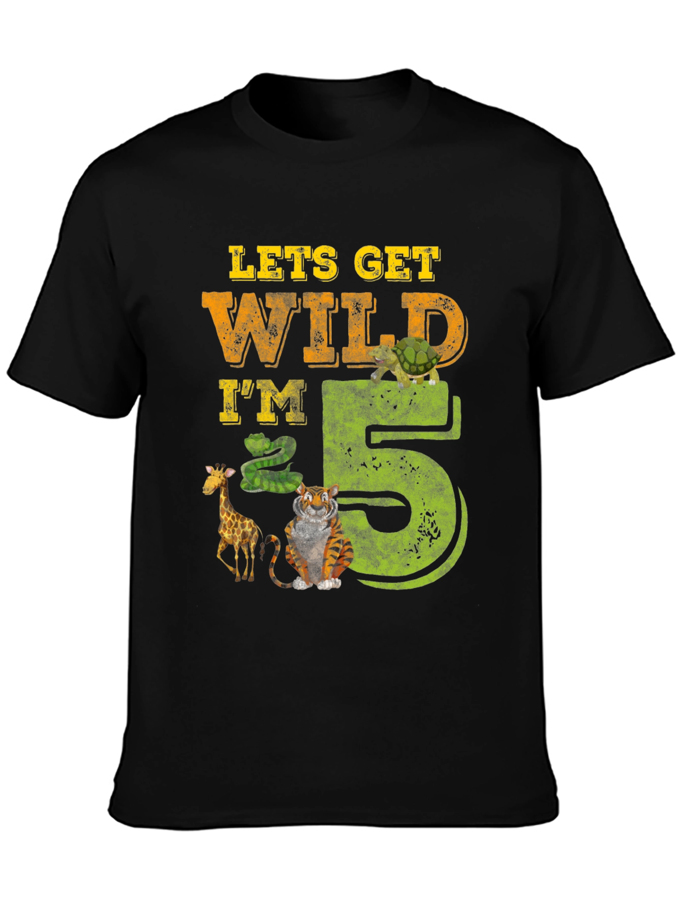 Black Lets Get Wild I'm 5 Birthday T-Shirt view 3