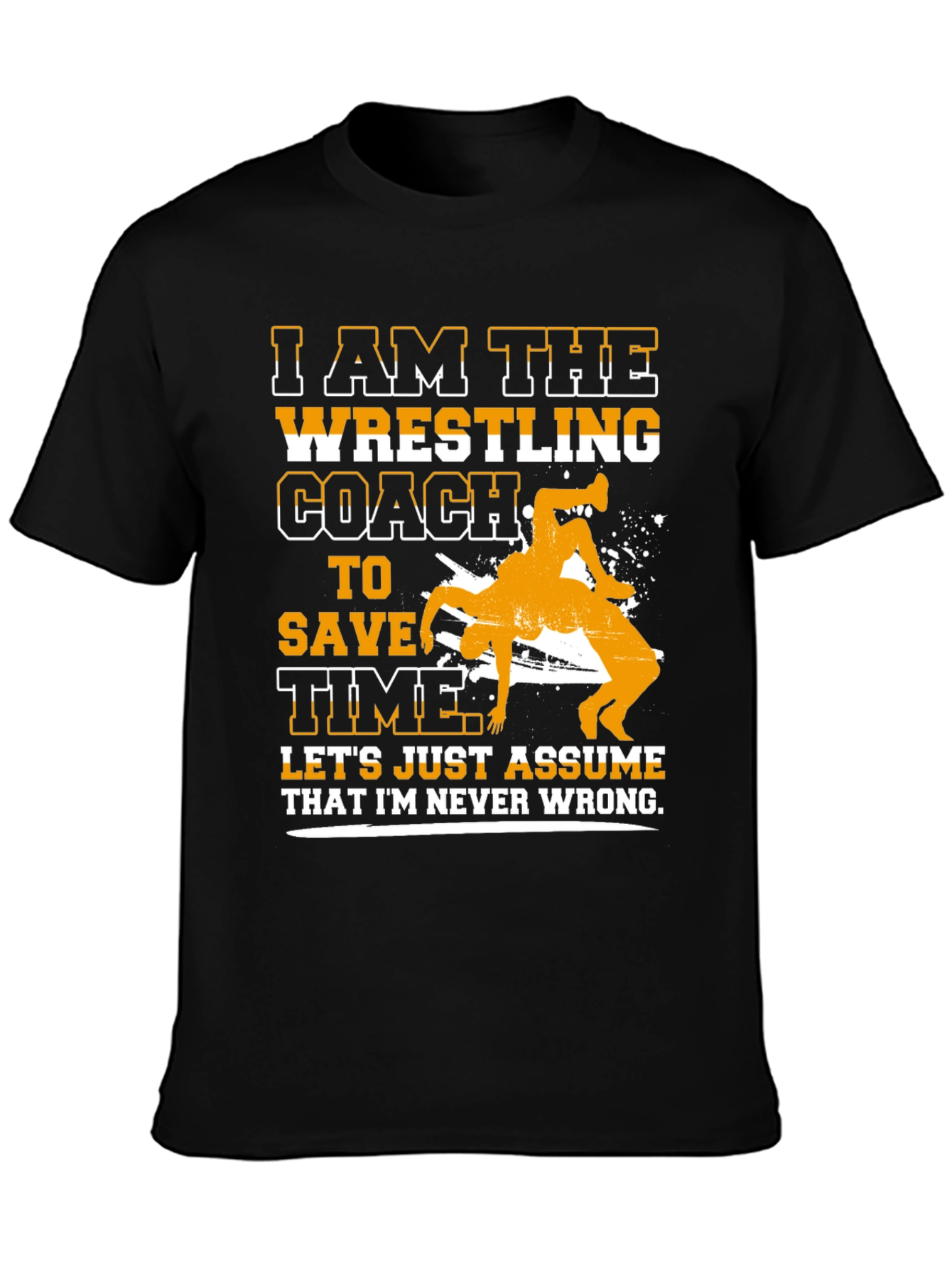 Black Wrestling Coach T-Shirt - Never Wrong Tee view 3