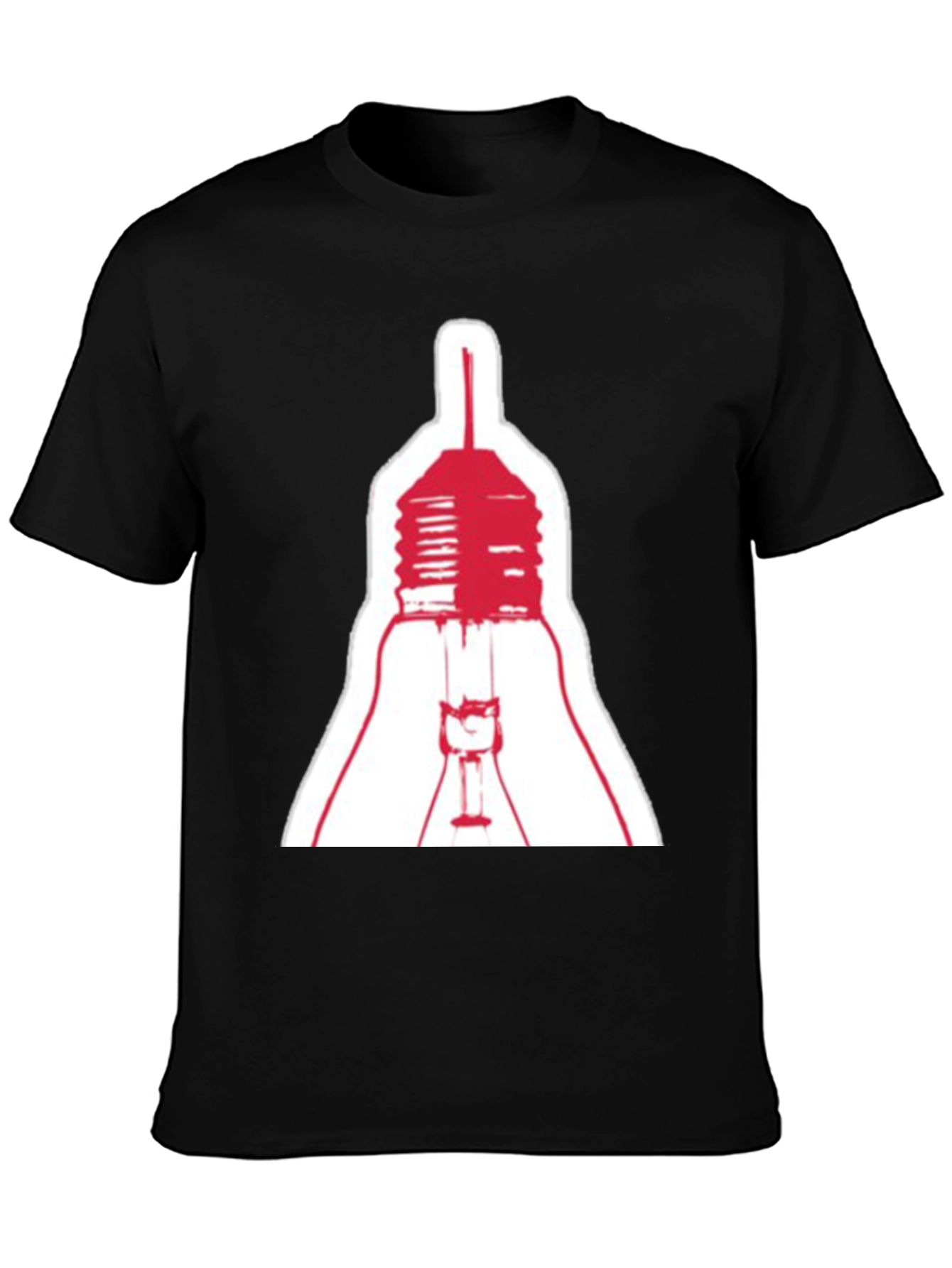 Black Men's Black T-Shirt with Lightbulb Graphic view 3
