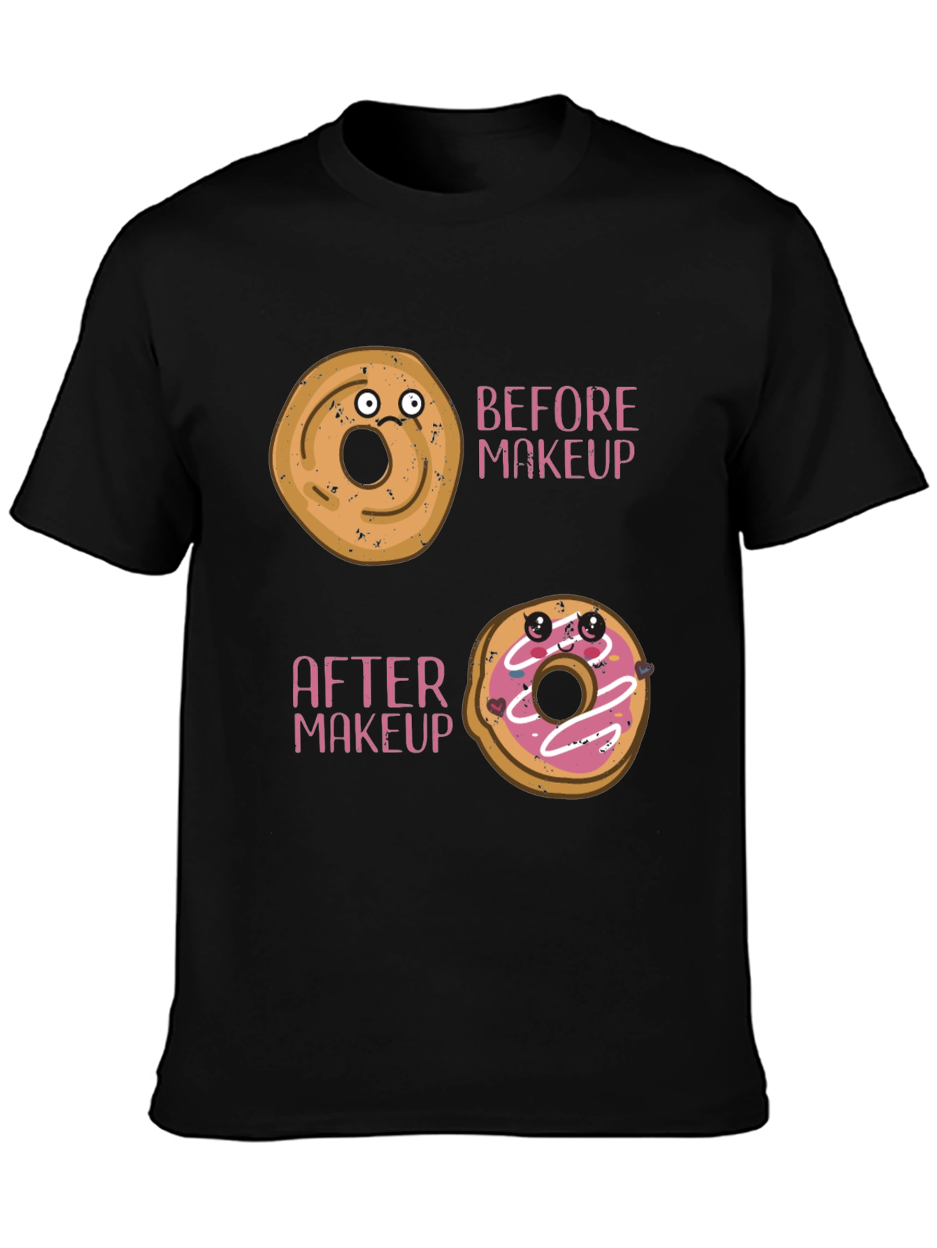 Black Funny Donut Makeup T-Shirt view 3