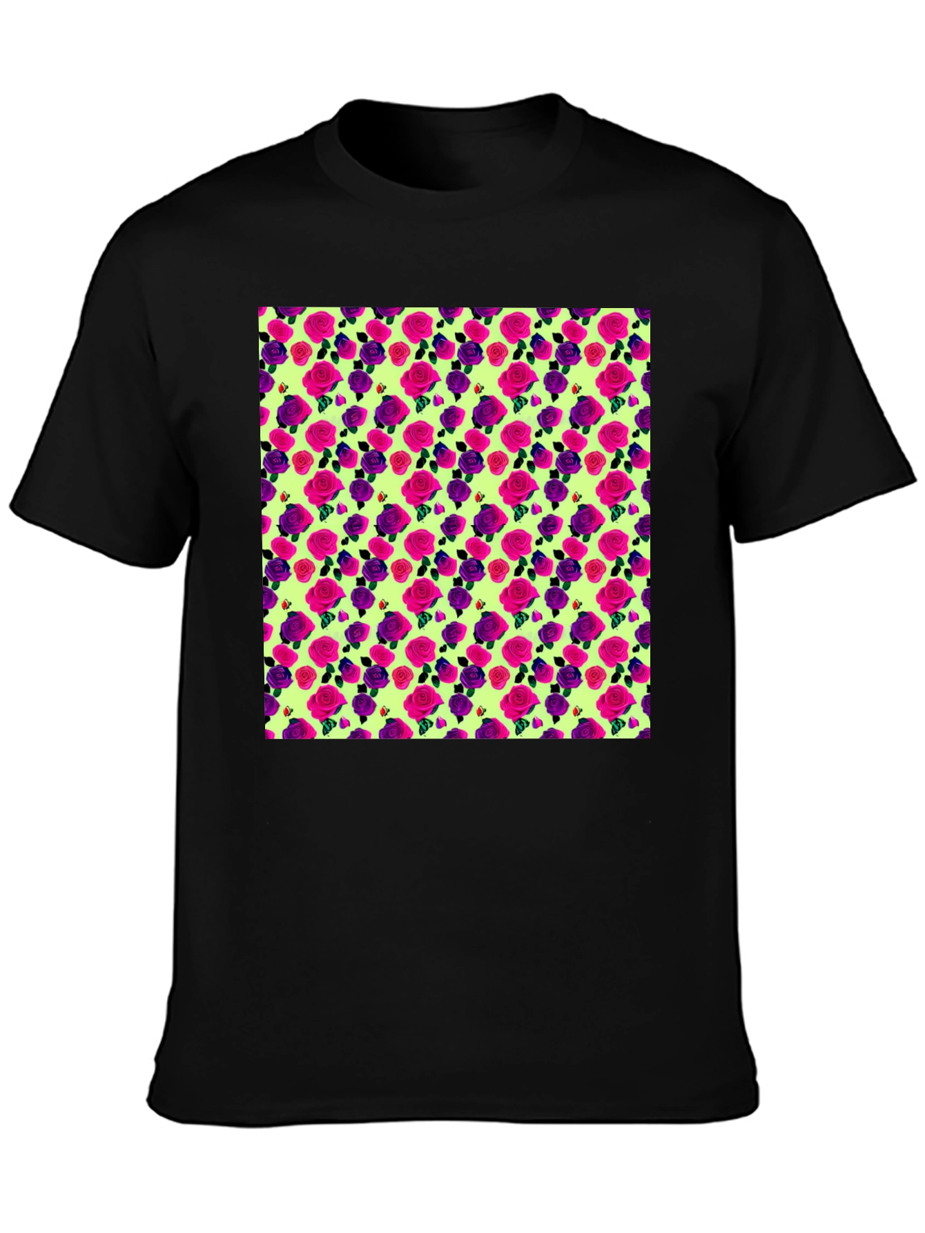 Black Floral Roses T-Shirt view 3