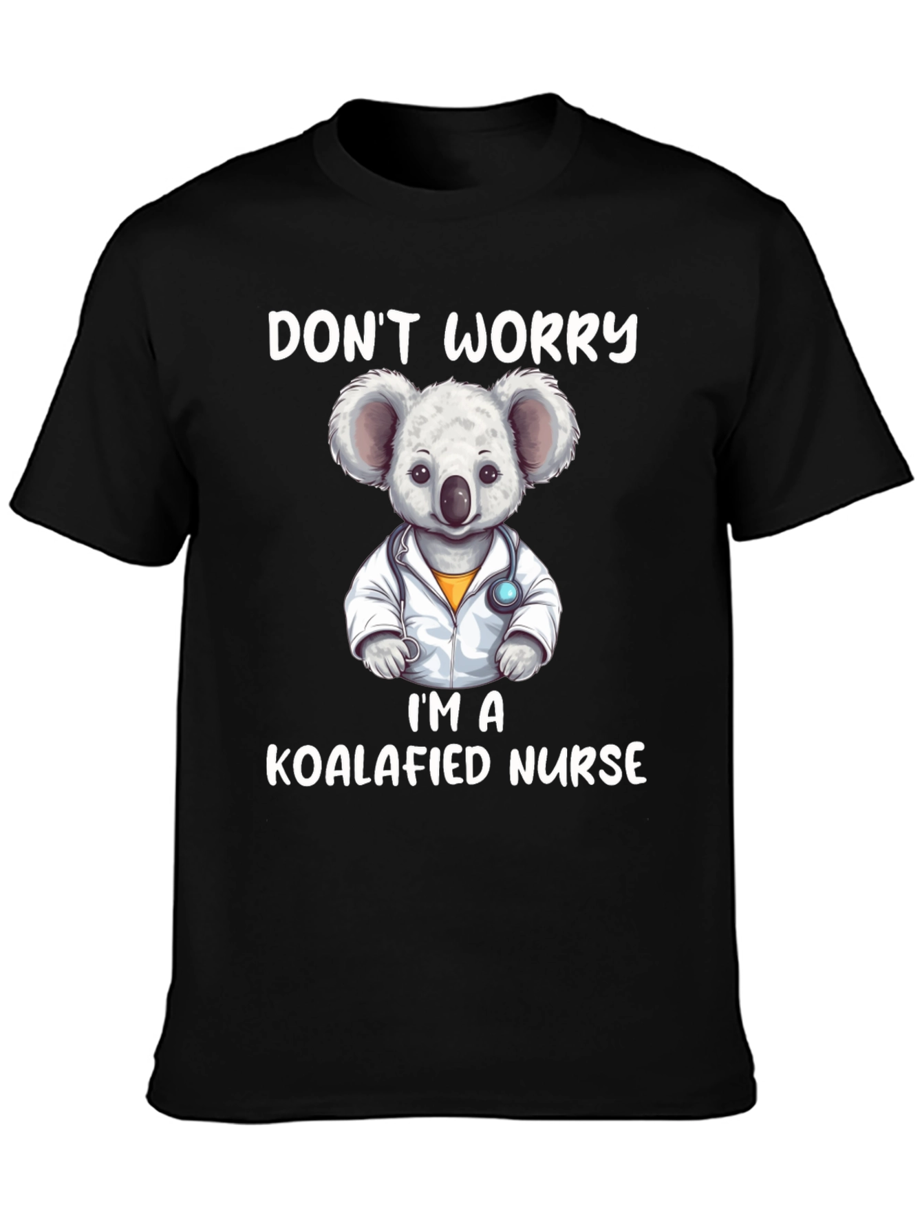 Black Koalafied Nurse Graphic Tee - Cute Koala Design view 3