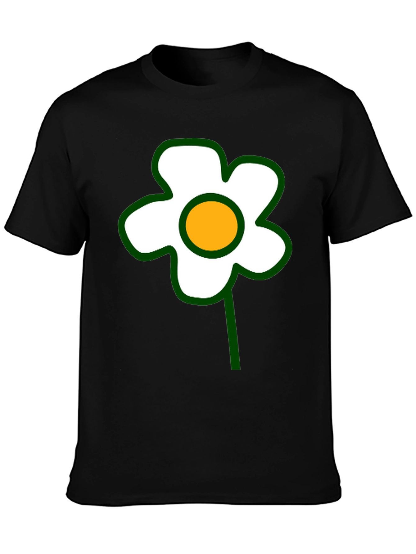 Black Black T-Shirt with Retro Flower Graphic view 3