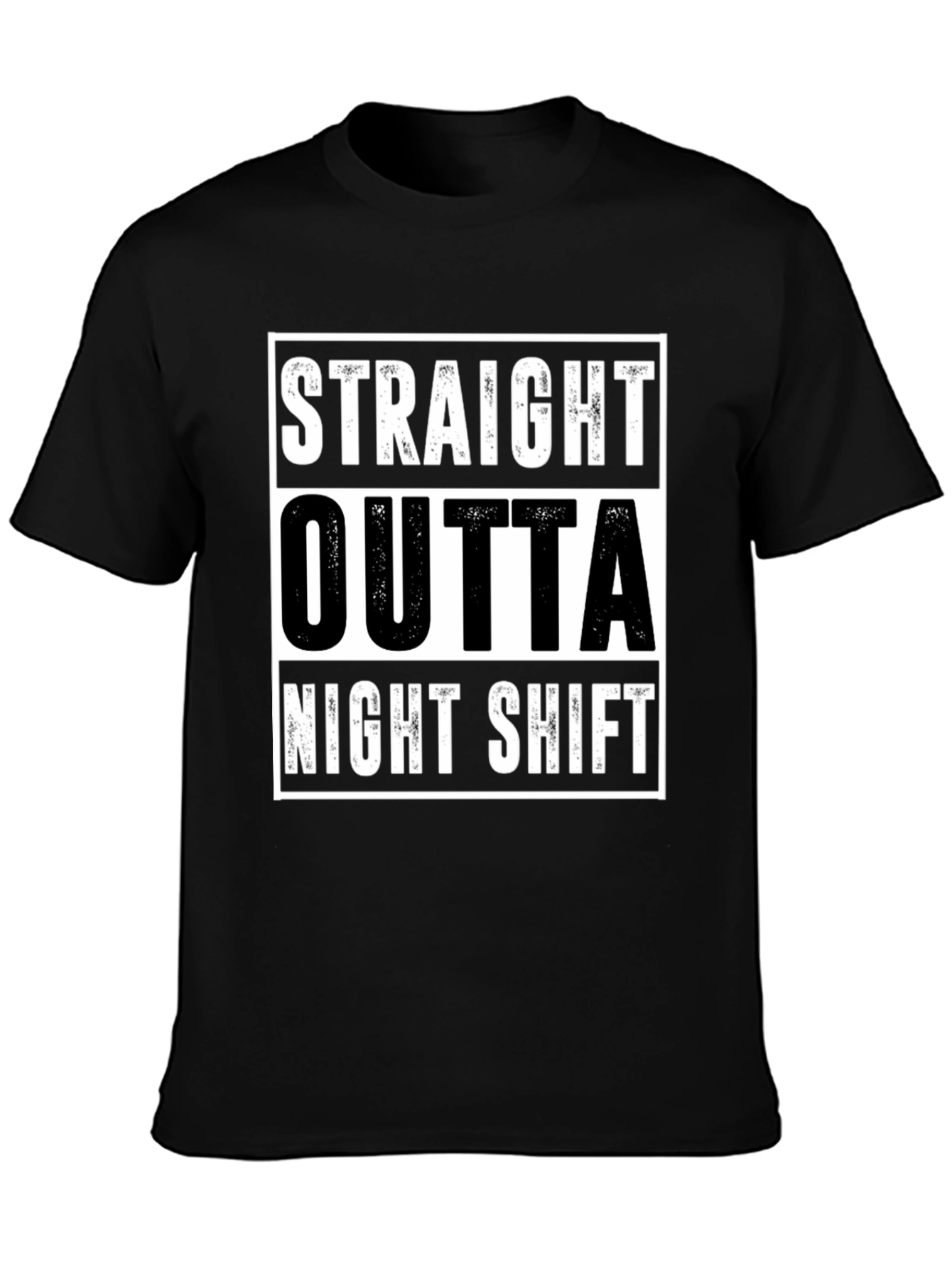 Black Straight Outta Night Shift Black Tee view 3