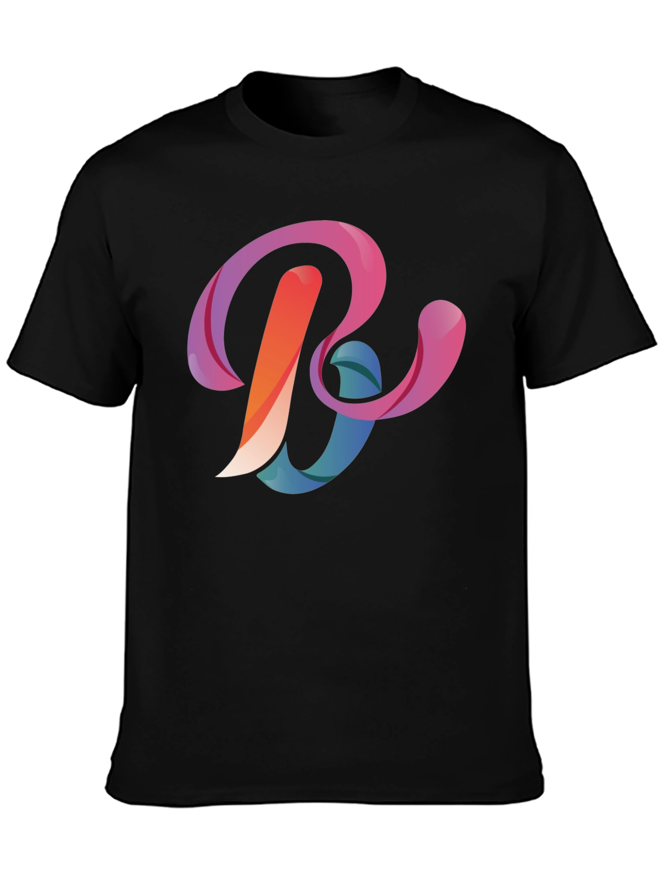 Black Abstract Letter B Graphic Black T-Shirt view 3