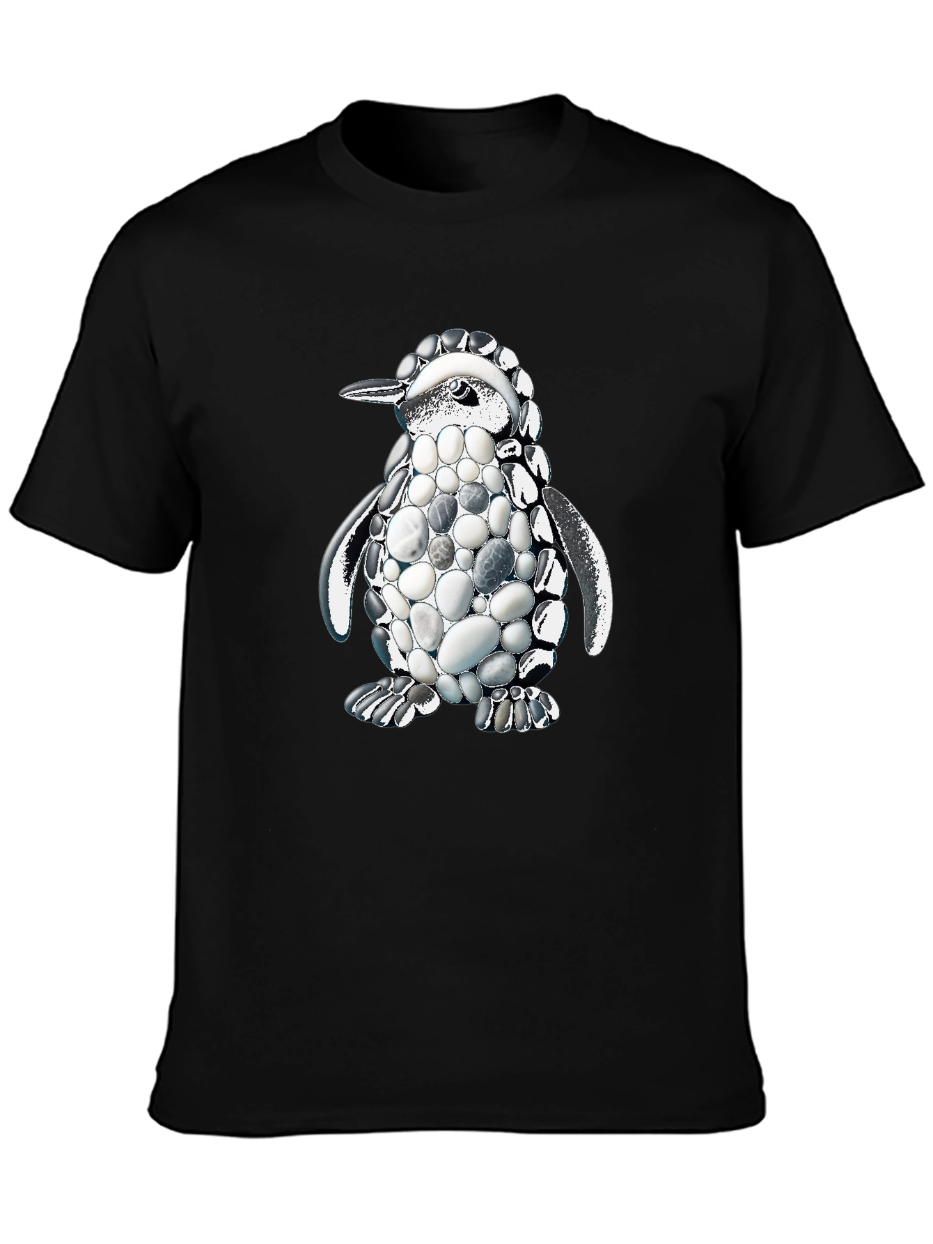 Black Stone Penguin Graphic Tee - Unique Design view 3