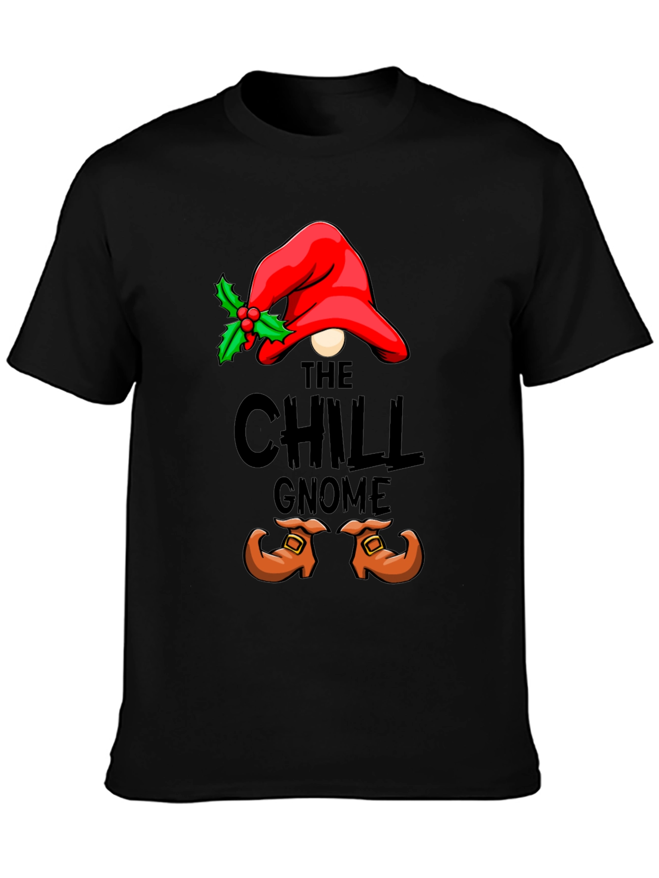 Black Chill Gnome Graphic Tee - Holiday Humor view 3