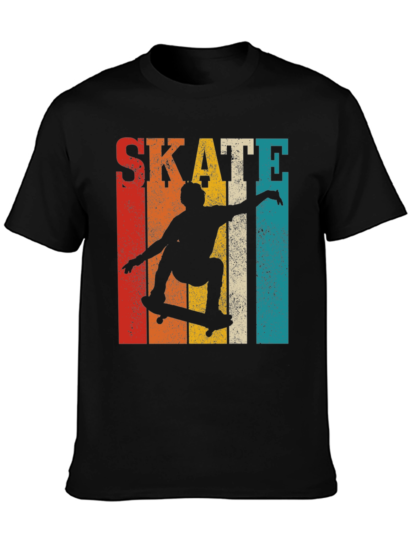 Black Retro Skateboarding Graphic T-Shirt view 3