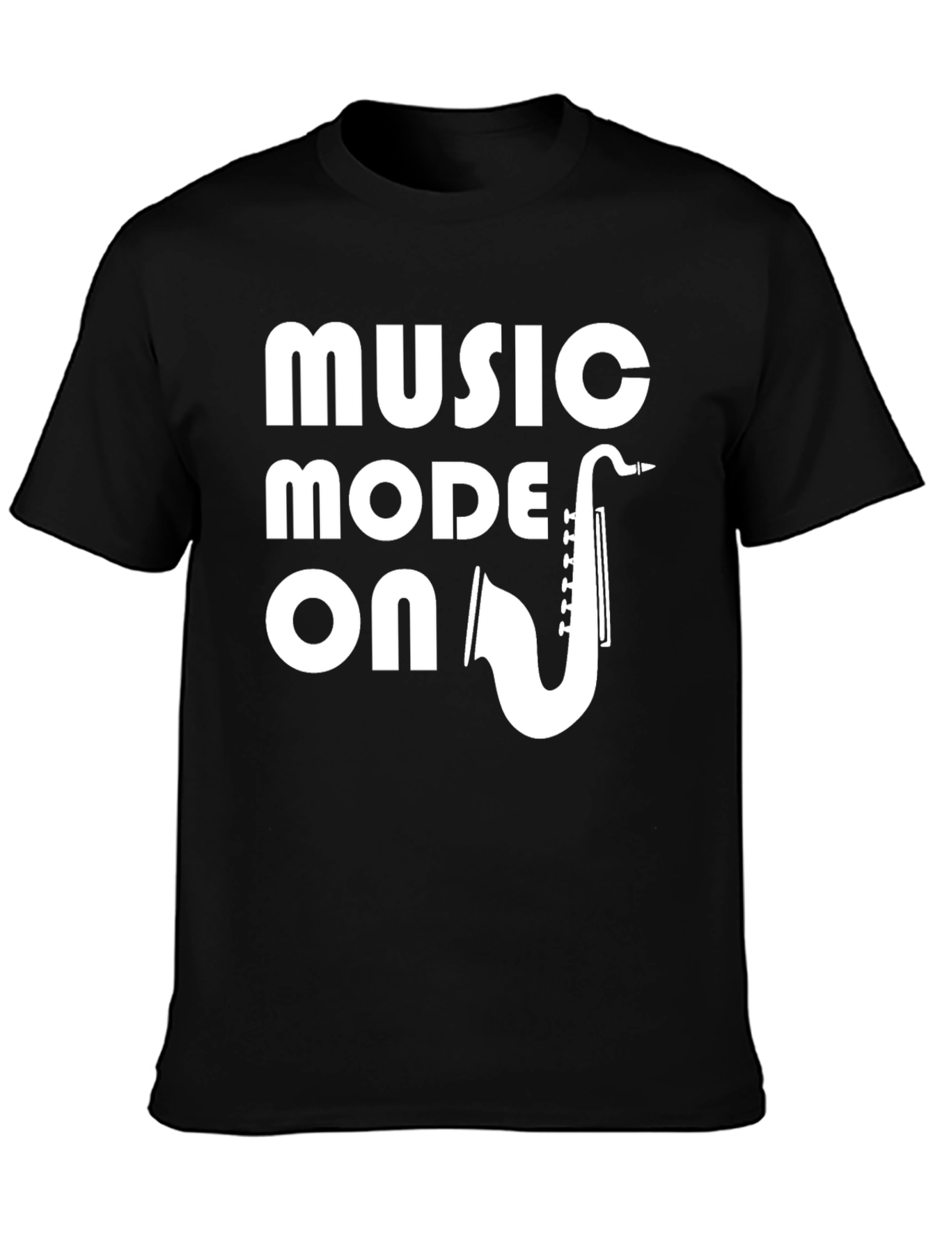 Black Music Mode On T-Shirt - Saxophone Graphic Tee view 3