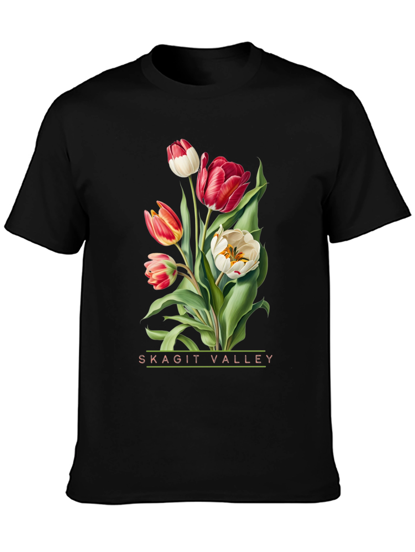Black Skagit Valley Tulips Graphic Tee view 3
