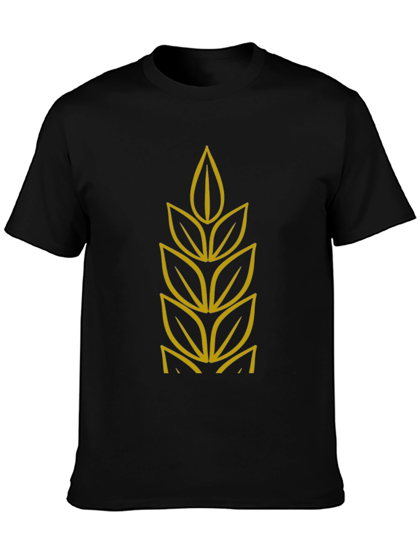 Elegant Leaf Graphic Black T-Shirt - 3