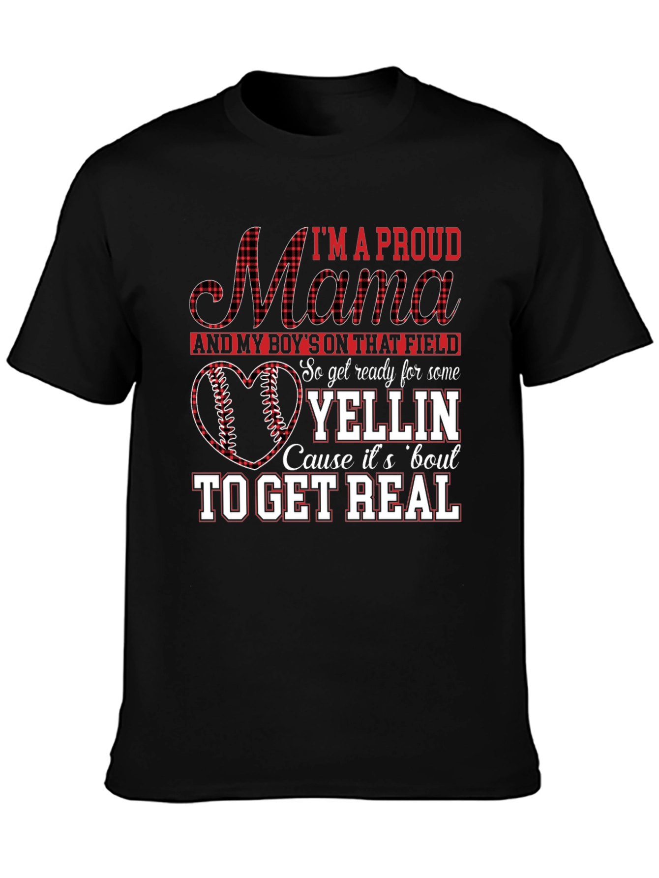 Black Proud Baseball Mama T-Shirt view 3
