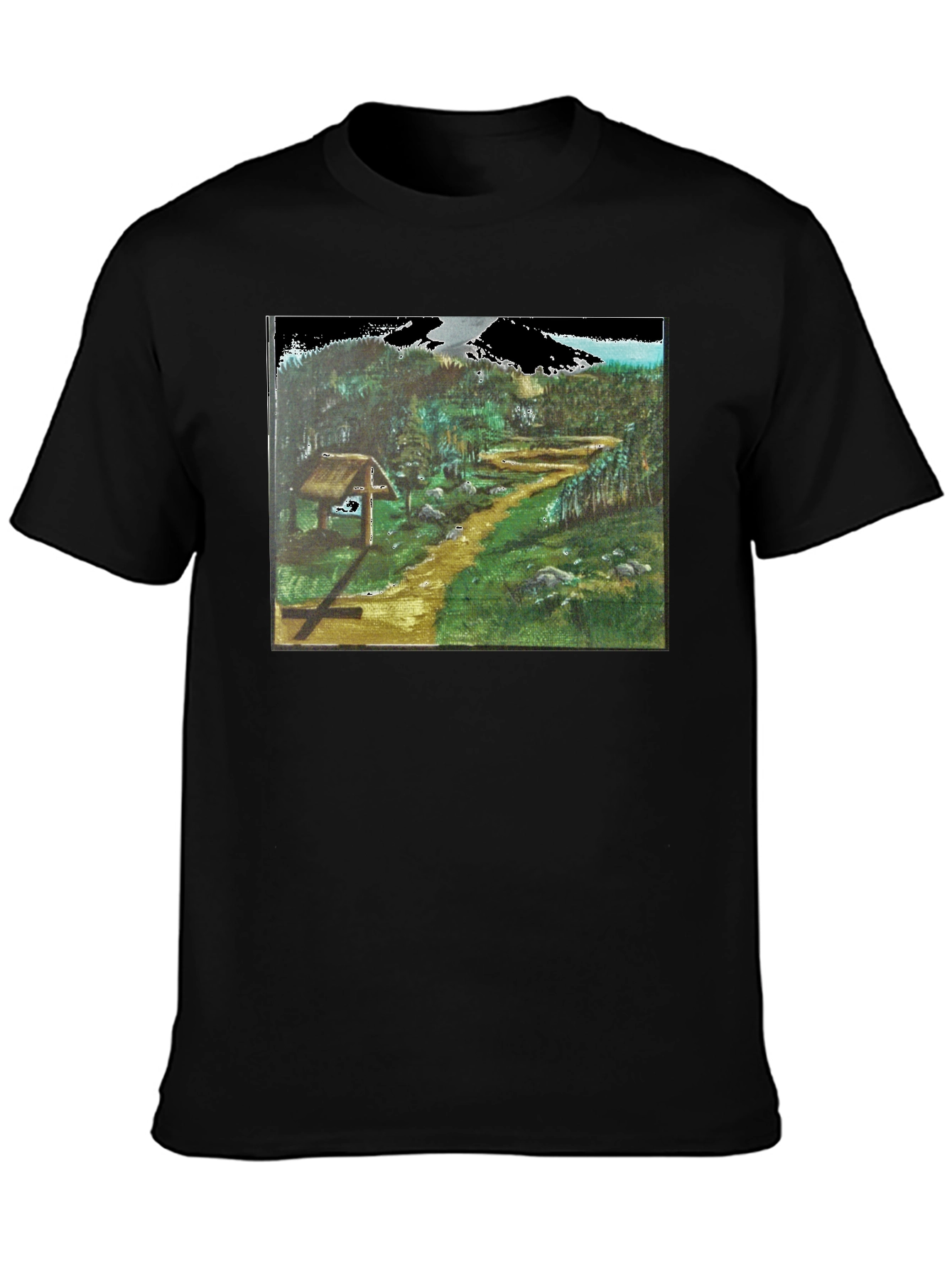 Black Nature Path Graphic Tee - Black Cotton Blend view 3
