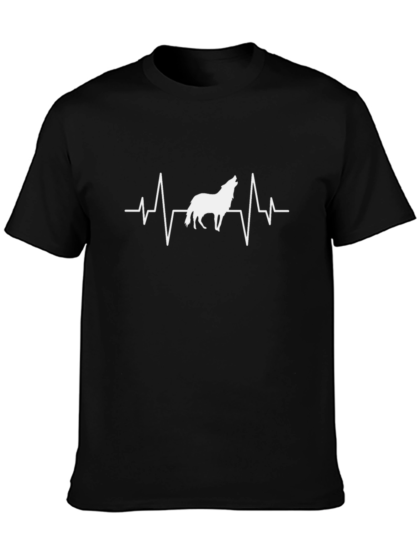 Black Wolf Heartbeat Graphic T-Shirt - Black view 3