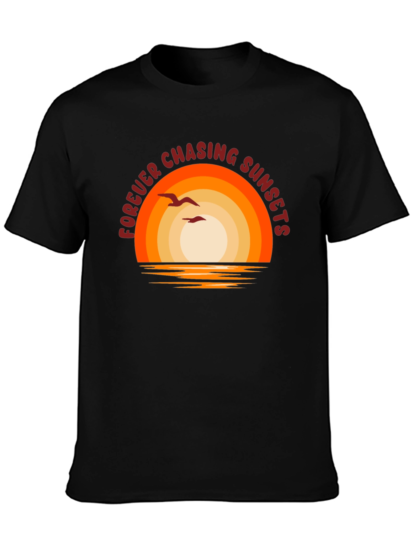 Black Forever Chasing Sunsets Graphic T-Shirt view 3