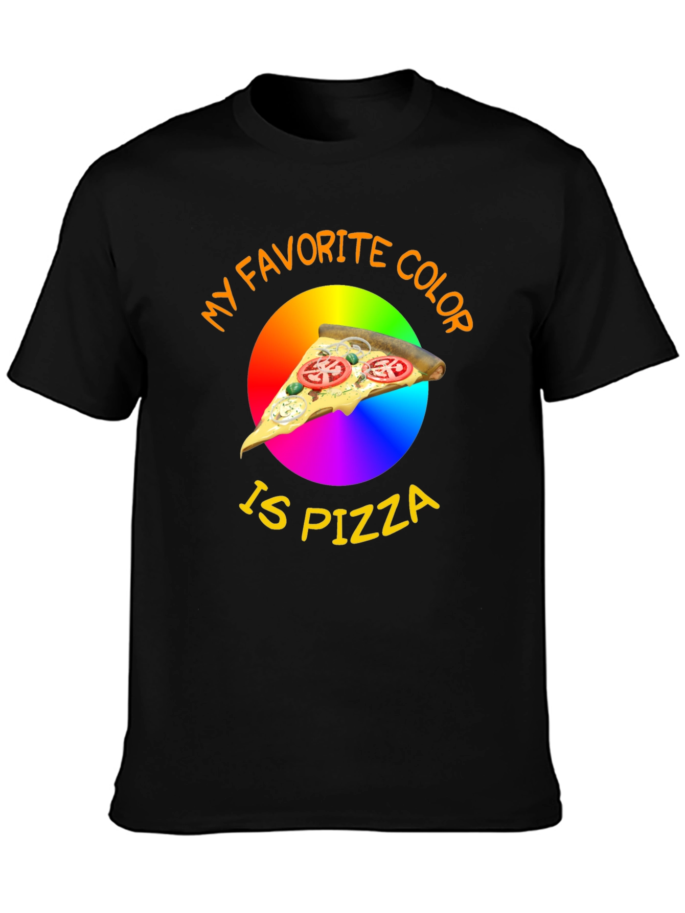 Black My Favorite Color is Pizza T-Shirt view 3
