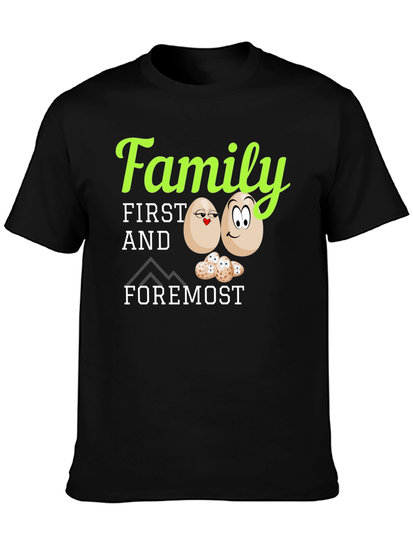 Black Family First T-Shirt - Cute Egg Design view 3