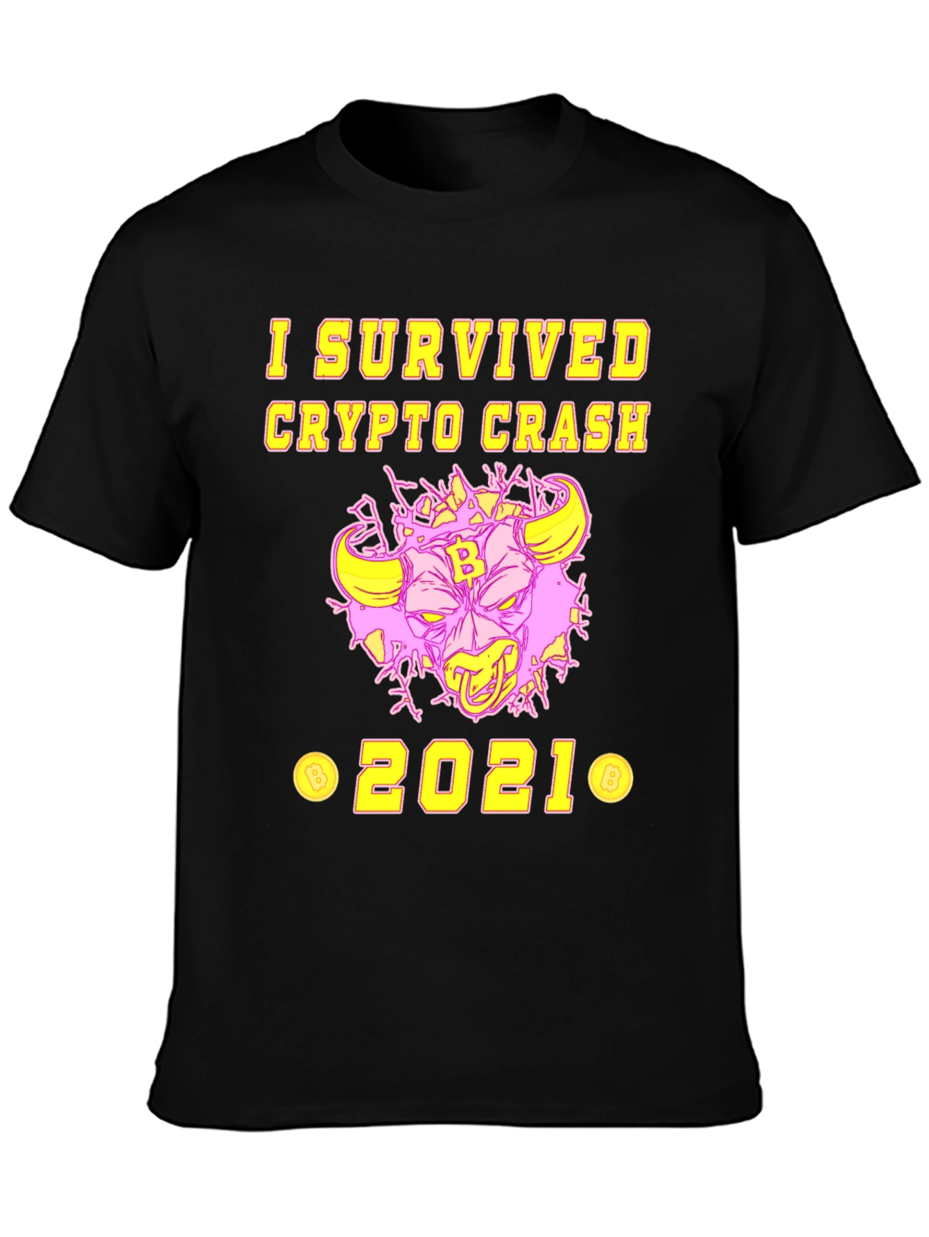 Black I Survived Crypto Crash 2021 T-Shirt view 3