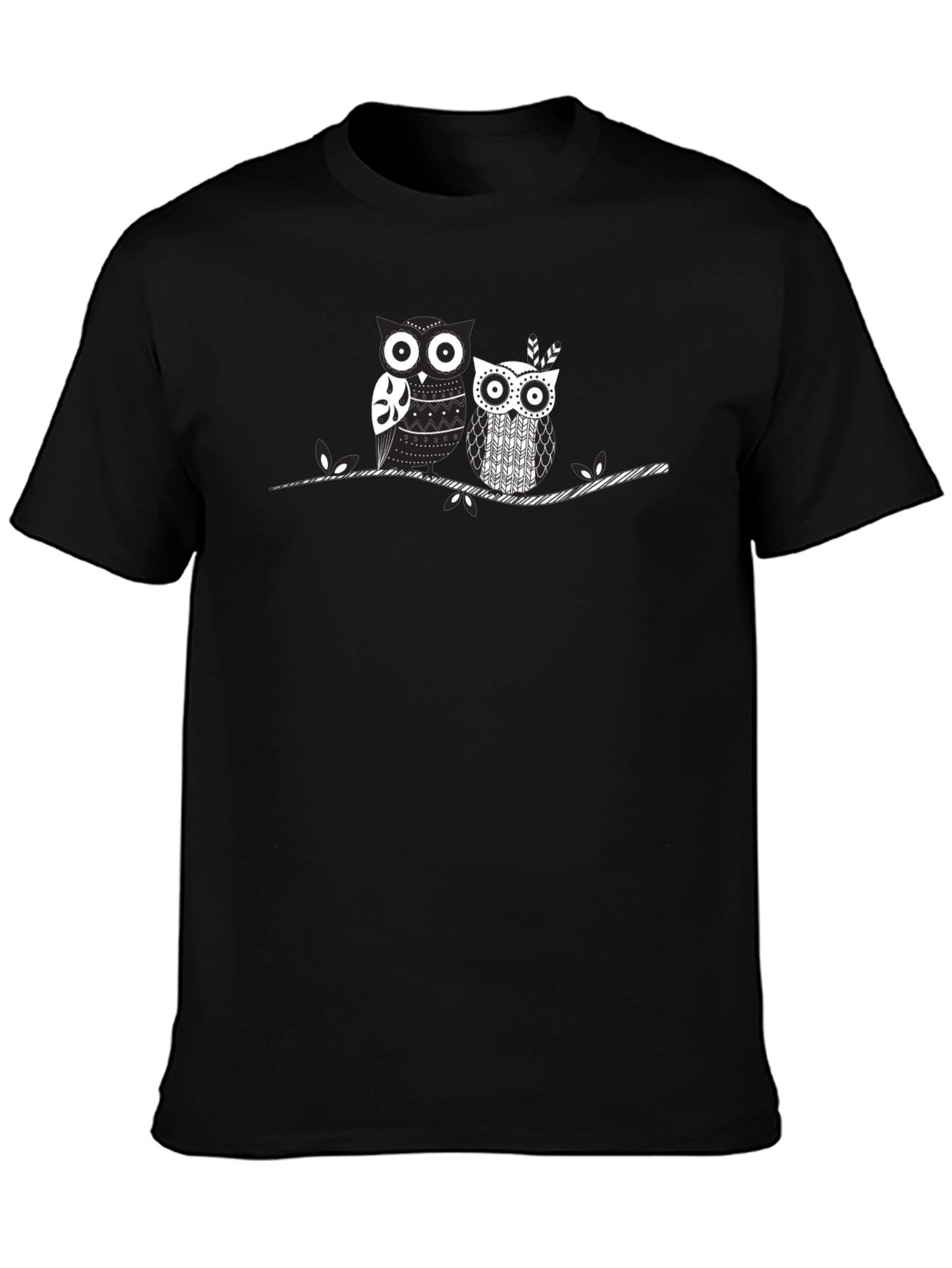 Black Owl Graphic Print Black T-Shirt view 3