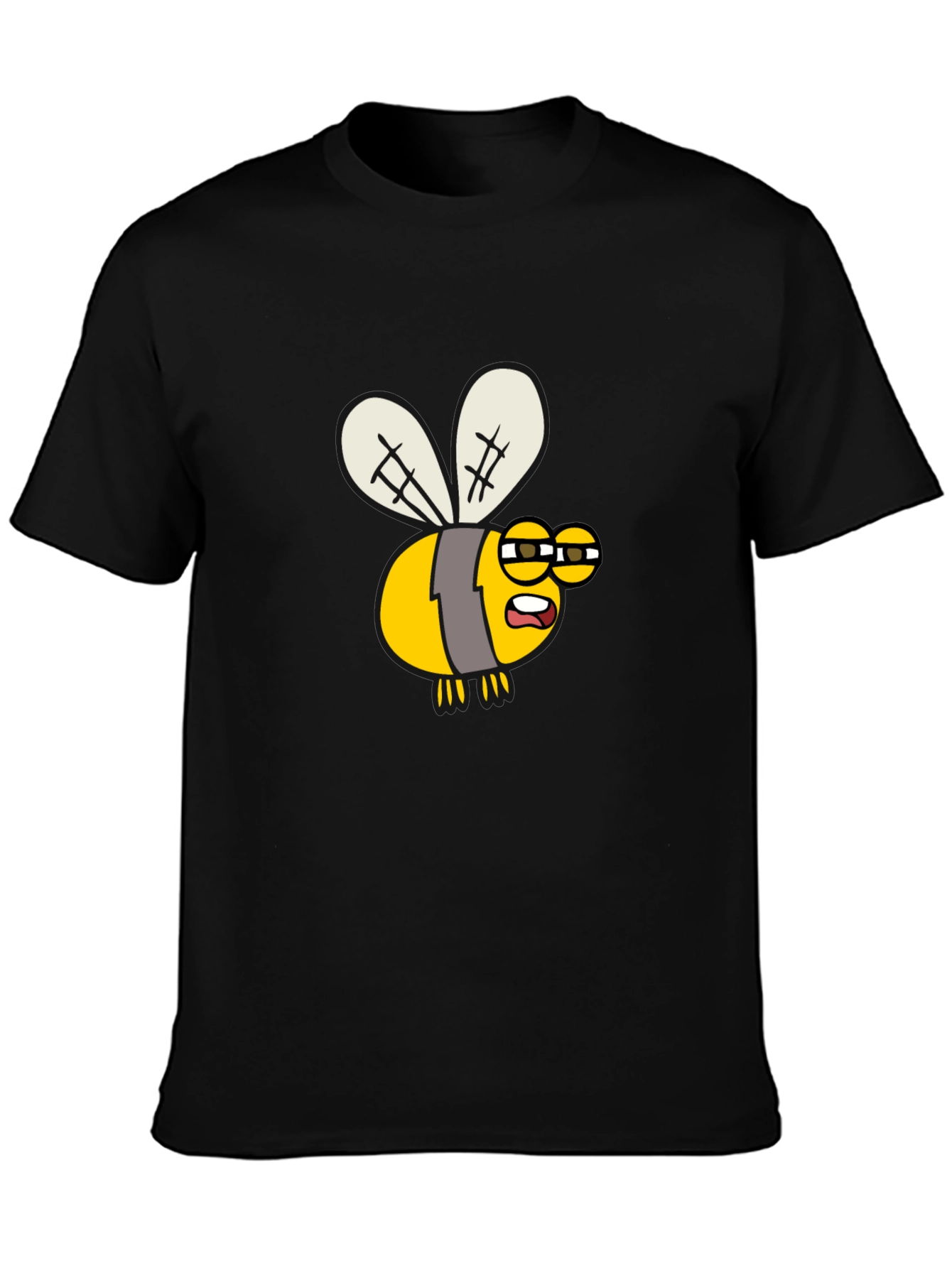 Black Funny Bee Cartoon Graphic T-Shirt - Soft Cotton Blend view 3