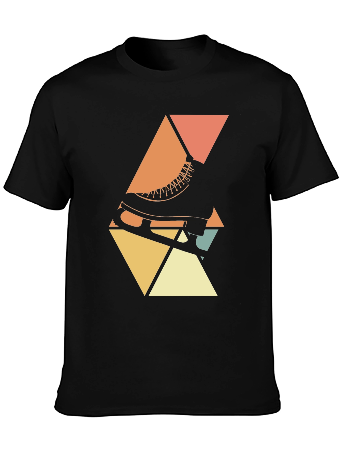 Black Retro Skate T-Shirt - Geometric Design view 3