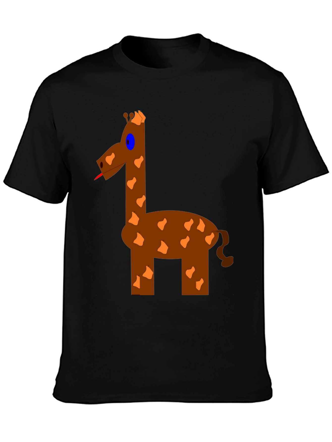 Black Funny Giraffe Graphic T-Shirt - Black Cotton Tee view 3