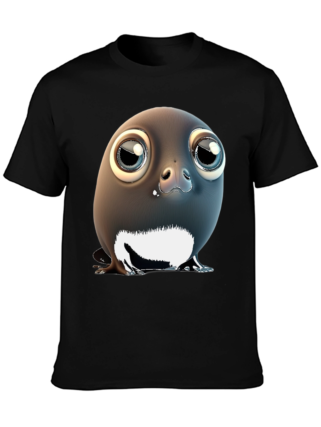 Black Cute Penguin T-Shirt - Unique Graphic Tee view 3