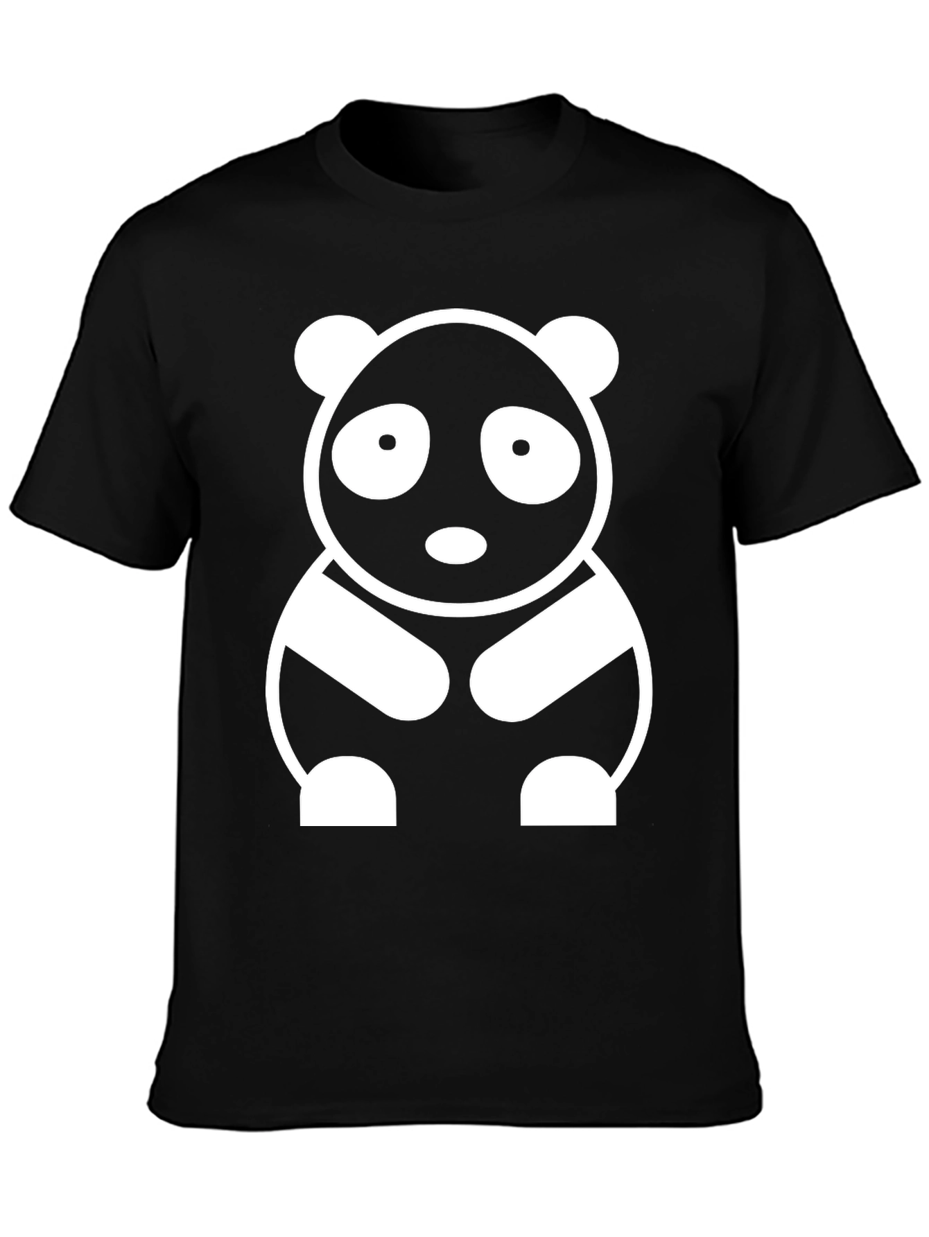 Black Cute Panda Graphic Tee - Black Cotton T-Shirt view 3