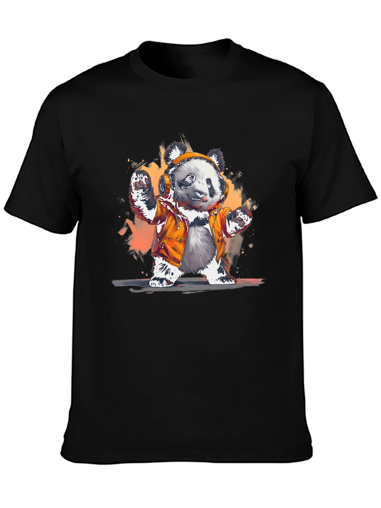 Black Panda DJ Graphic T-Shirt - Cool Animal Tee view 3