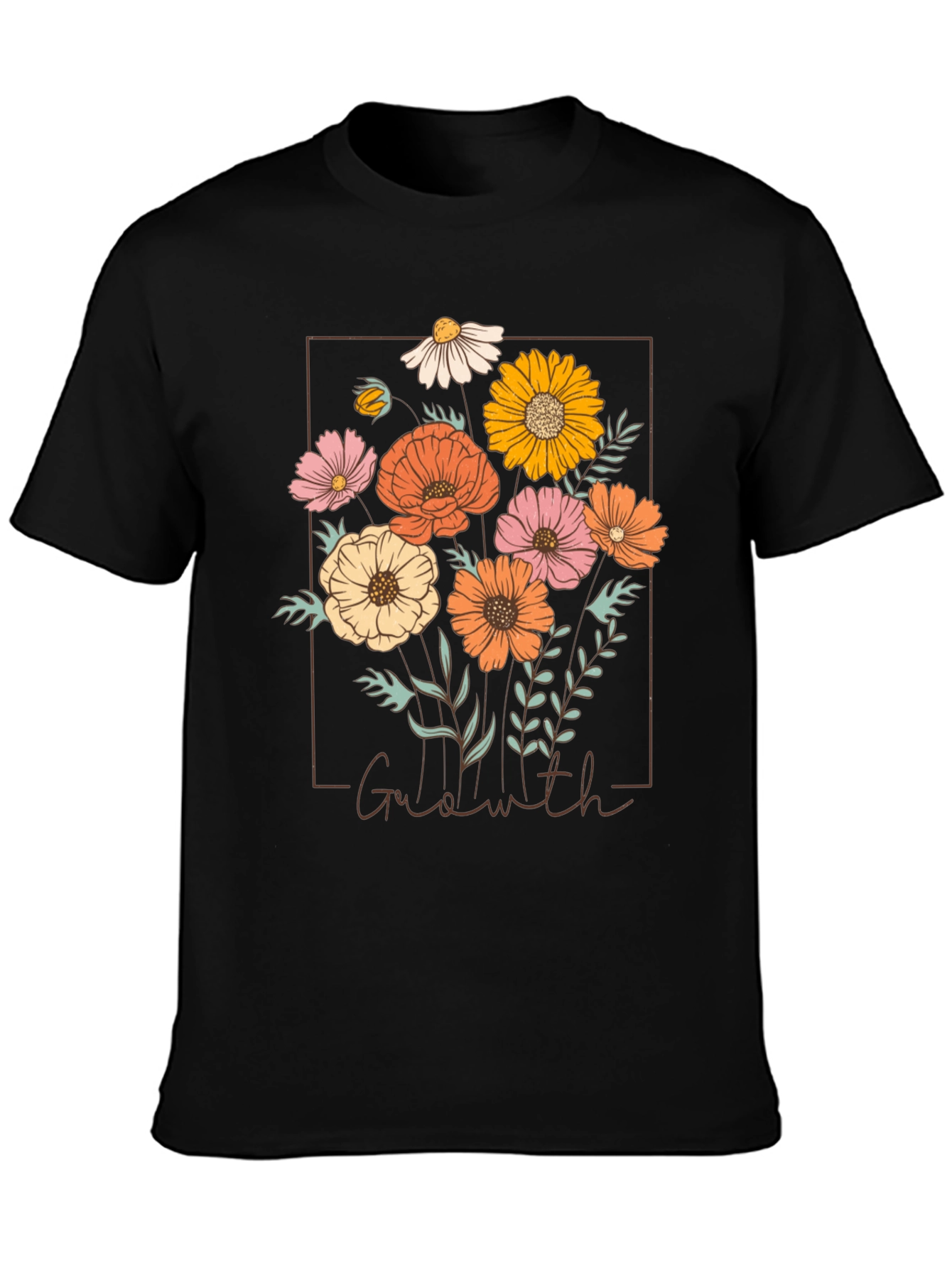 Black Floral Graphic Tee - Galawith Botanical Design view 3
