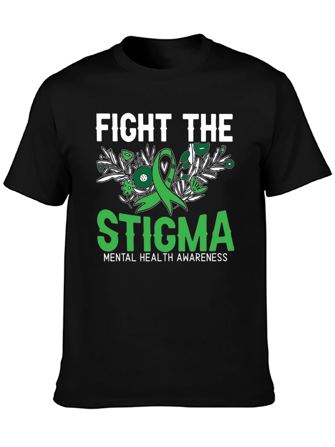 Black Fight the Stigma Mental Health Awareness T-Shirt view 3