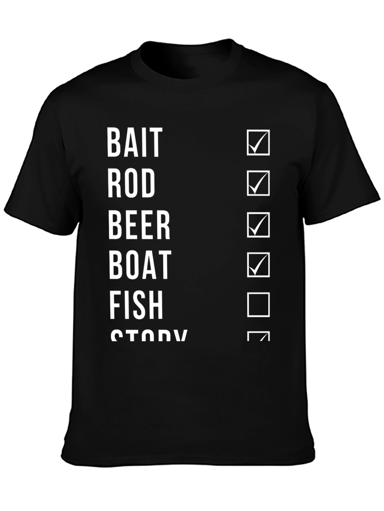 Black Fishing Checklist T-Shirt Funny Fisherman Tee view 3