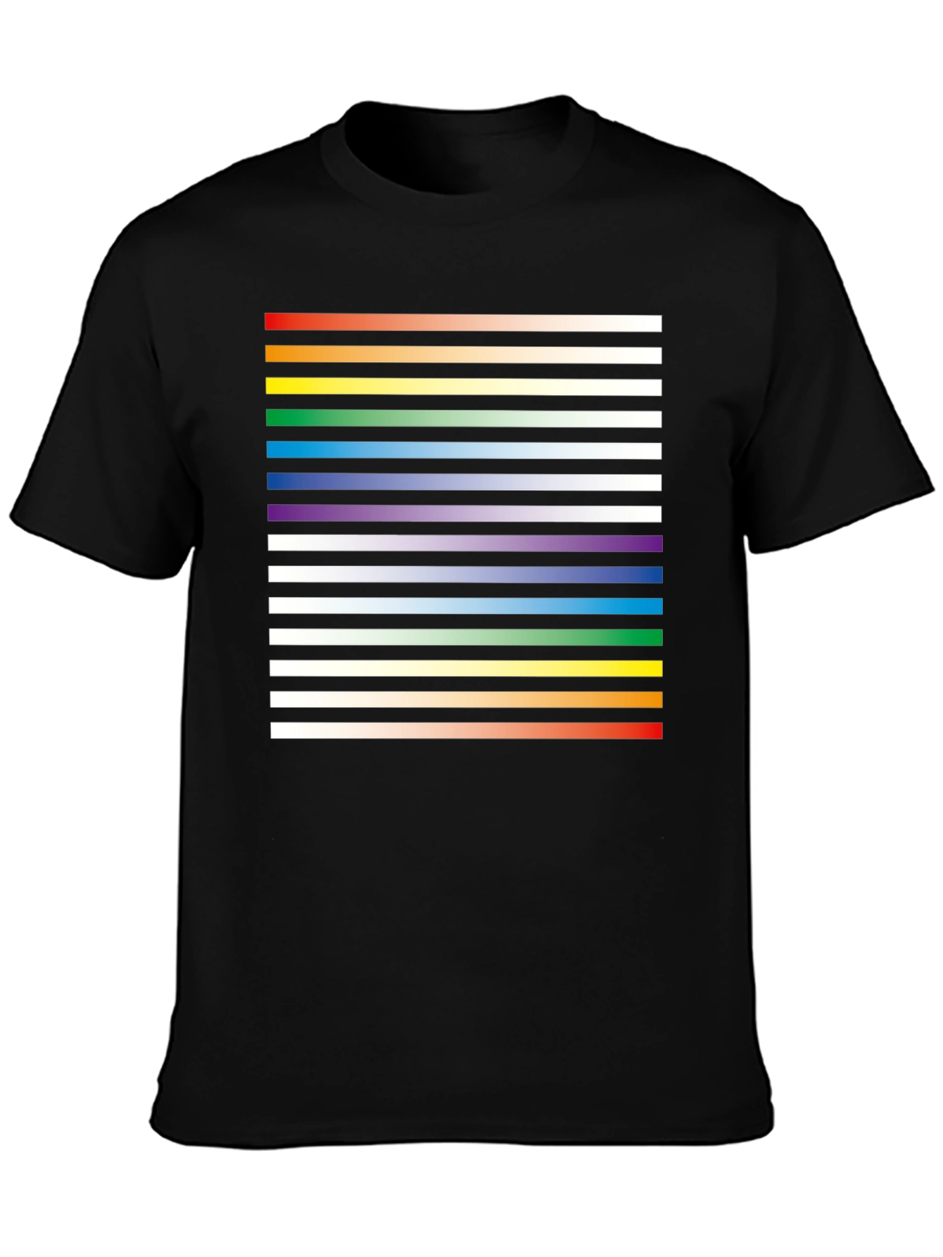 Black Striped Rainbow Graphic Print Black Tee view 3