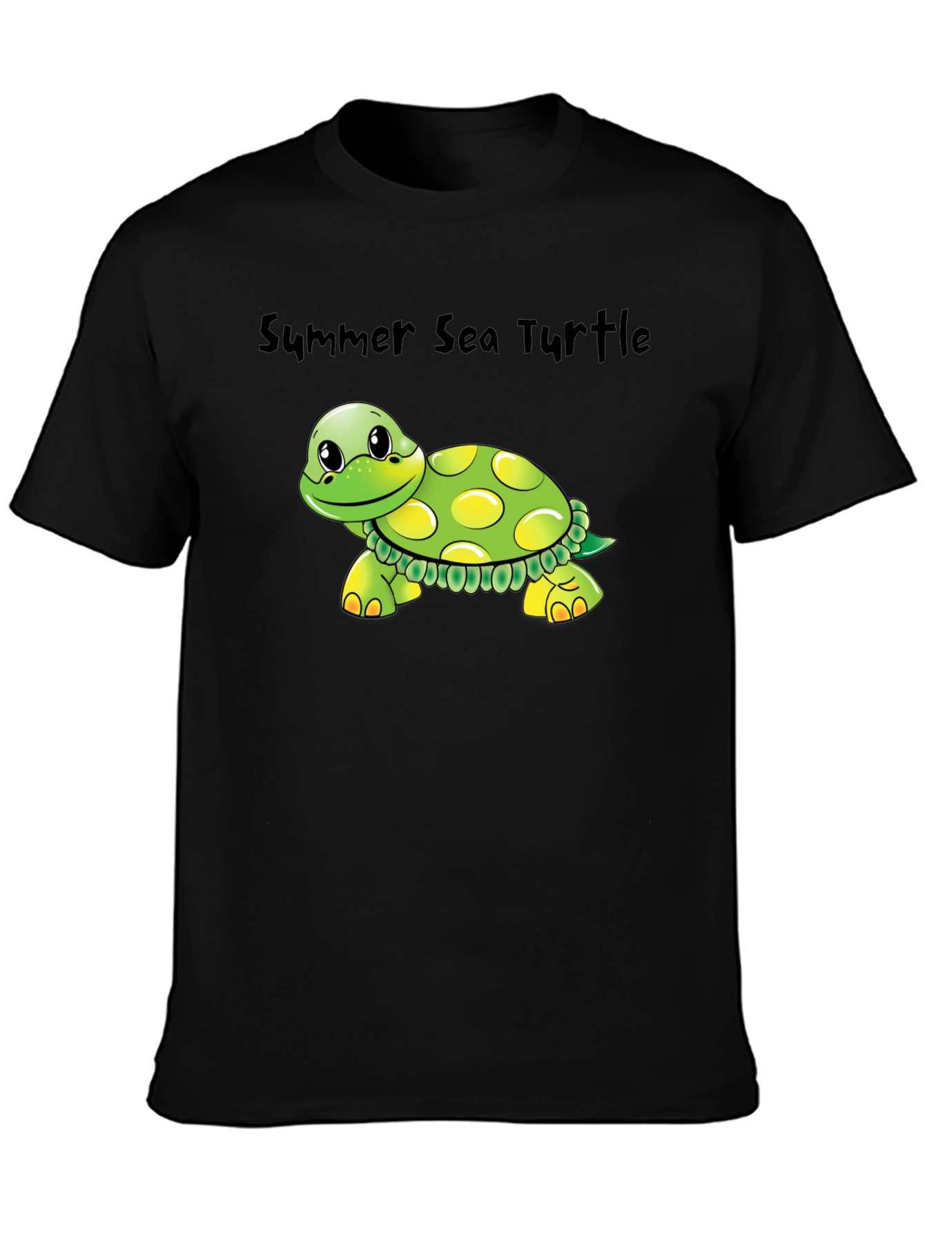 Black Summer Sea Turtle Graphic Tee - Soft Cotton Blend view 3