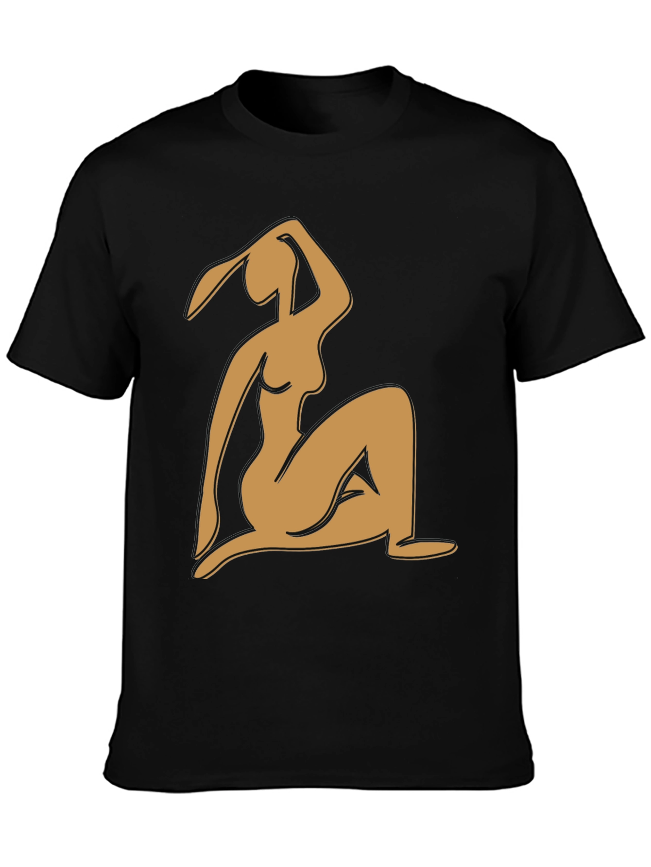 Black Abstract Woman Graphic Tee - Modern Art Shirt view 3