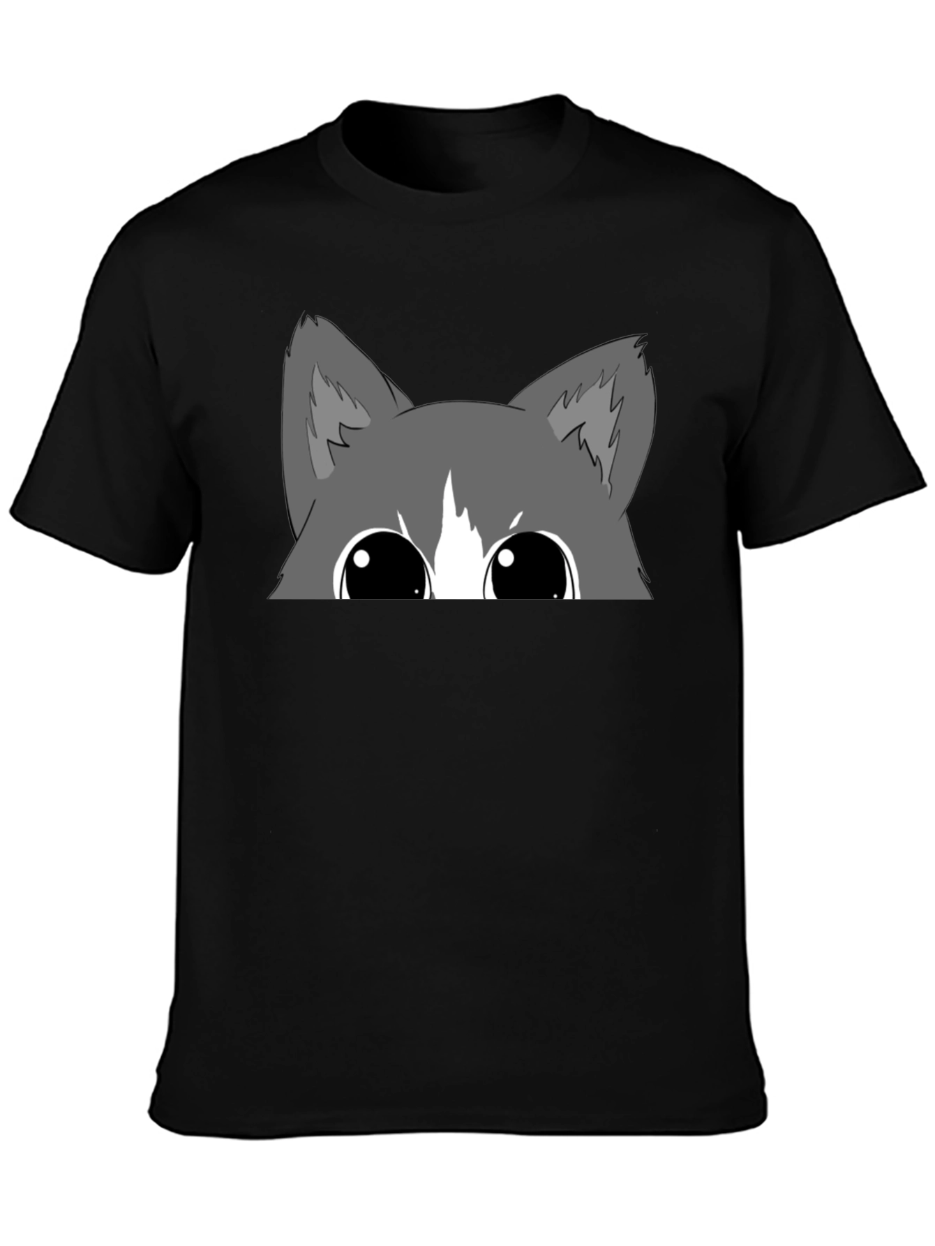 Black Peek-a-Boo Cat Graphic Tee - Black Cotton Blend view 3