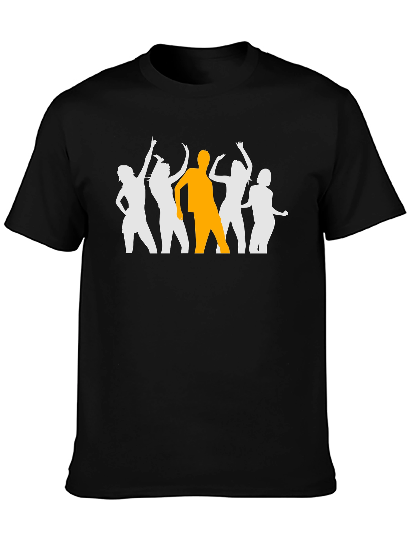 Black Dancing Silhouette Graphic Tee - Black Cotton T-Shirt view 3