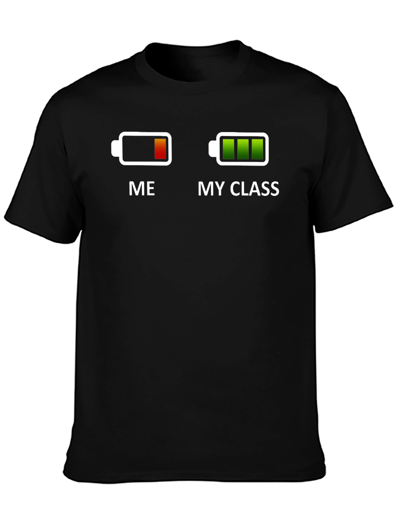 Black Funny "Me vs My Class" Battery Graphic T-Shirt view 3