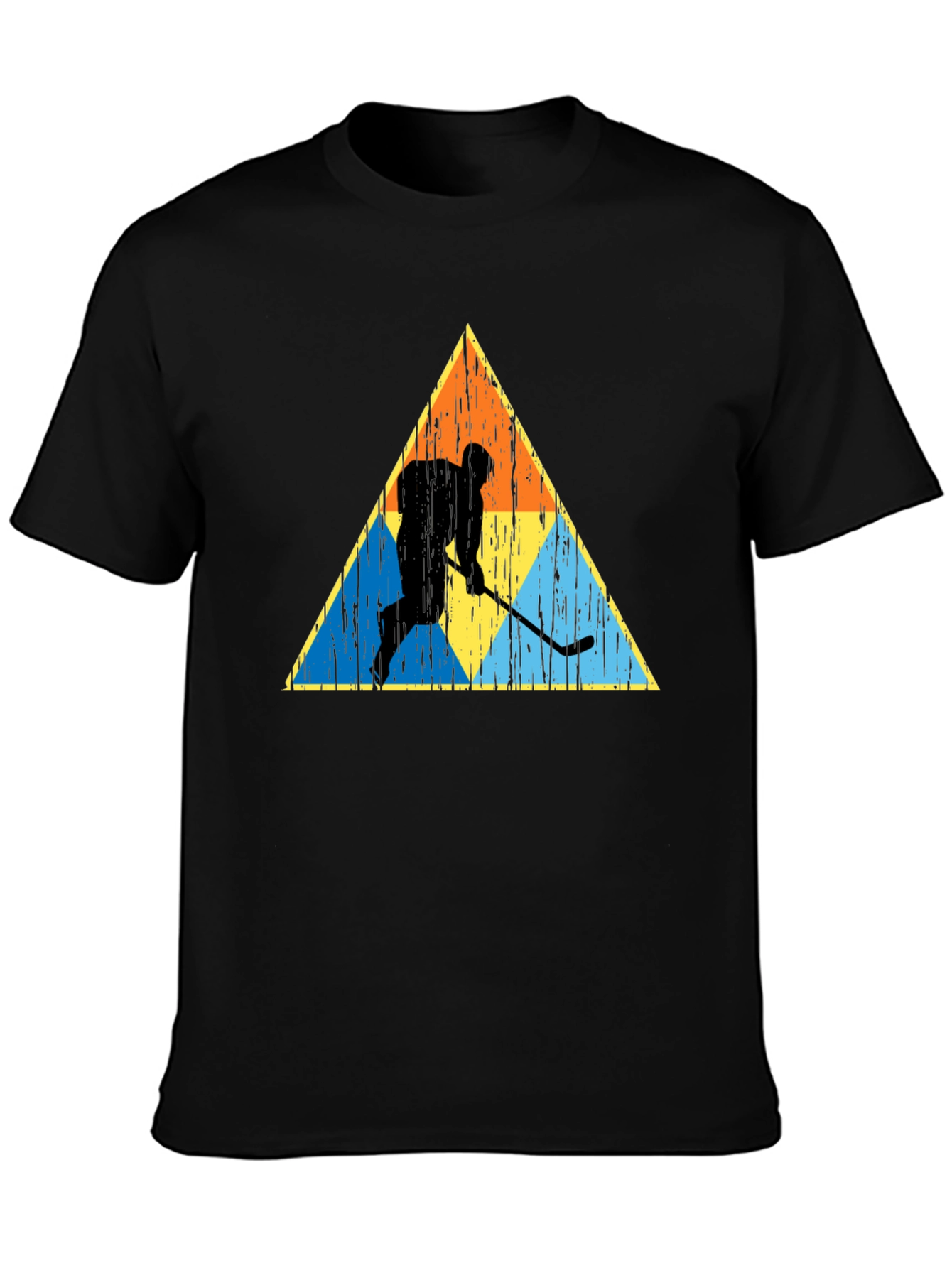 Black Retro Hockey Player Graphic Tee view 3