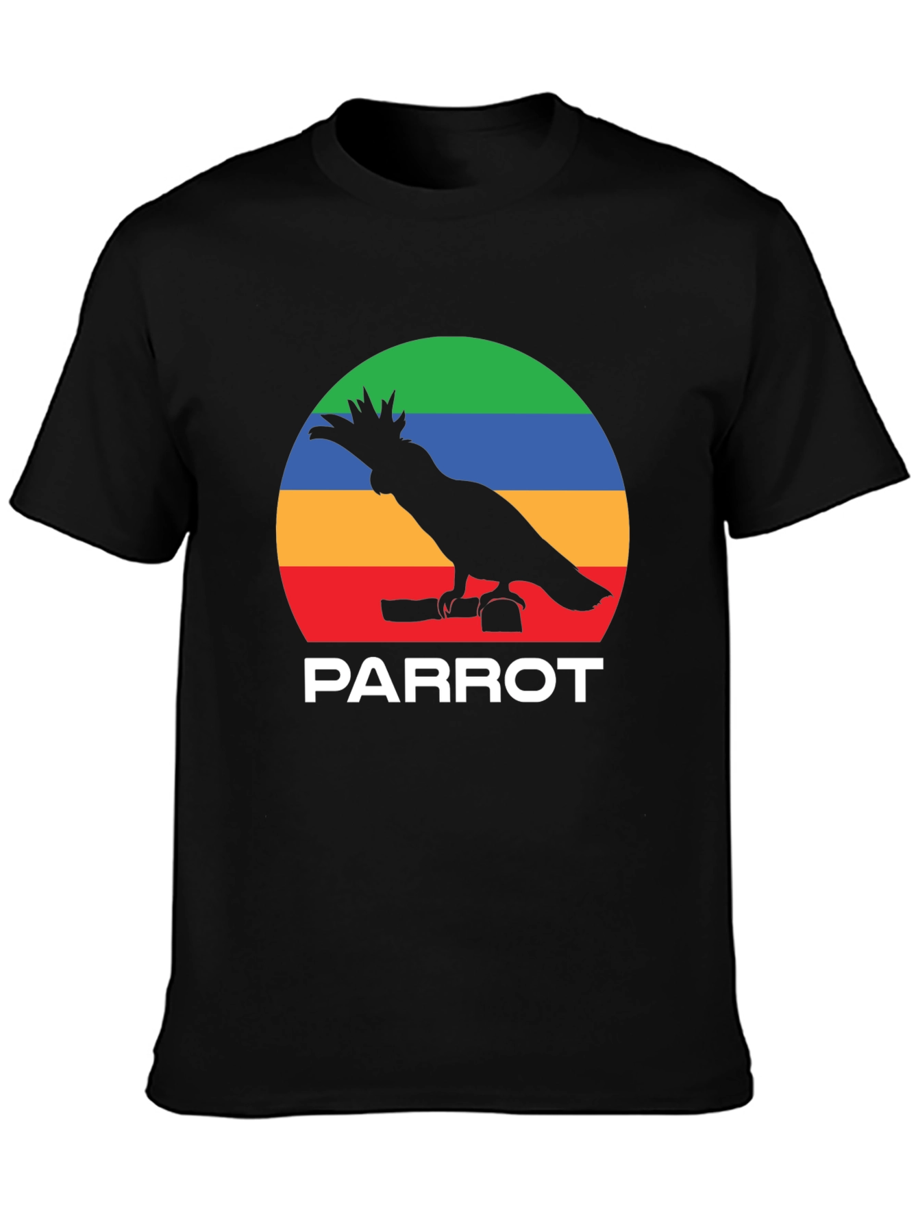 Black Parrot Silhouette T-Shirt - Rainbow Stripes view 3