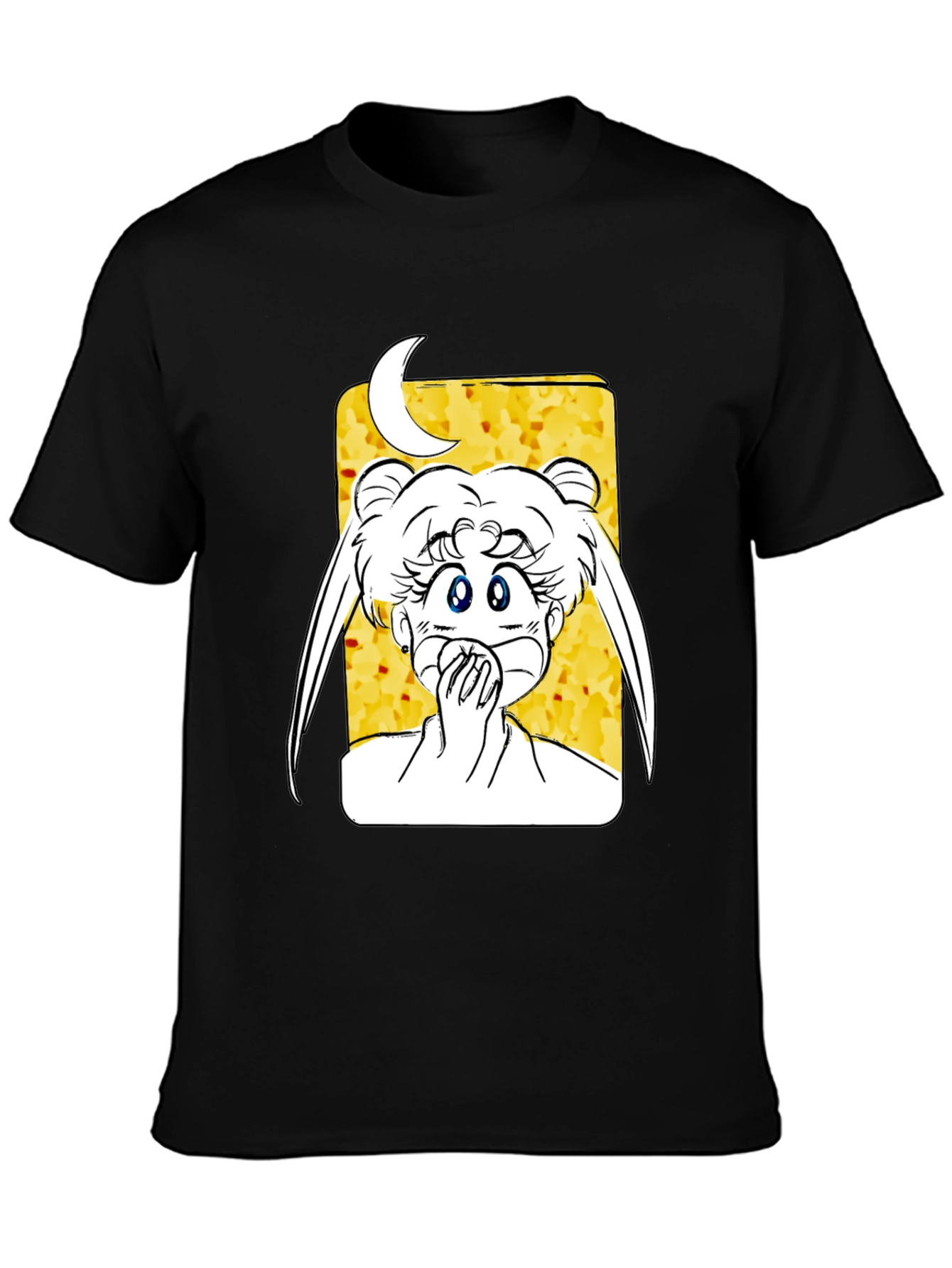 Black Anime Graphic Tee - Sailor Moon Design Black T-Shirt view 3