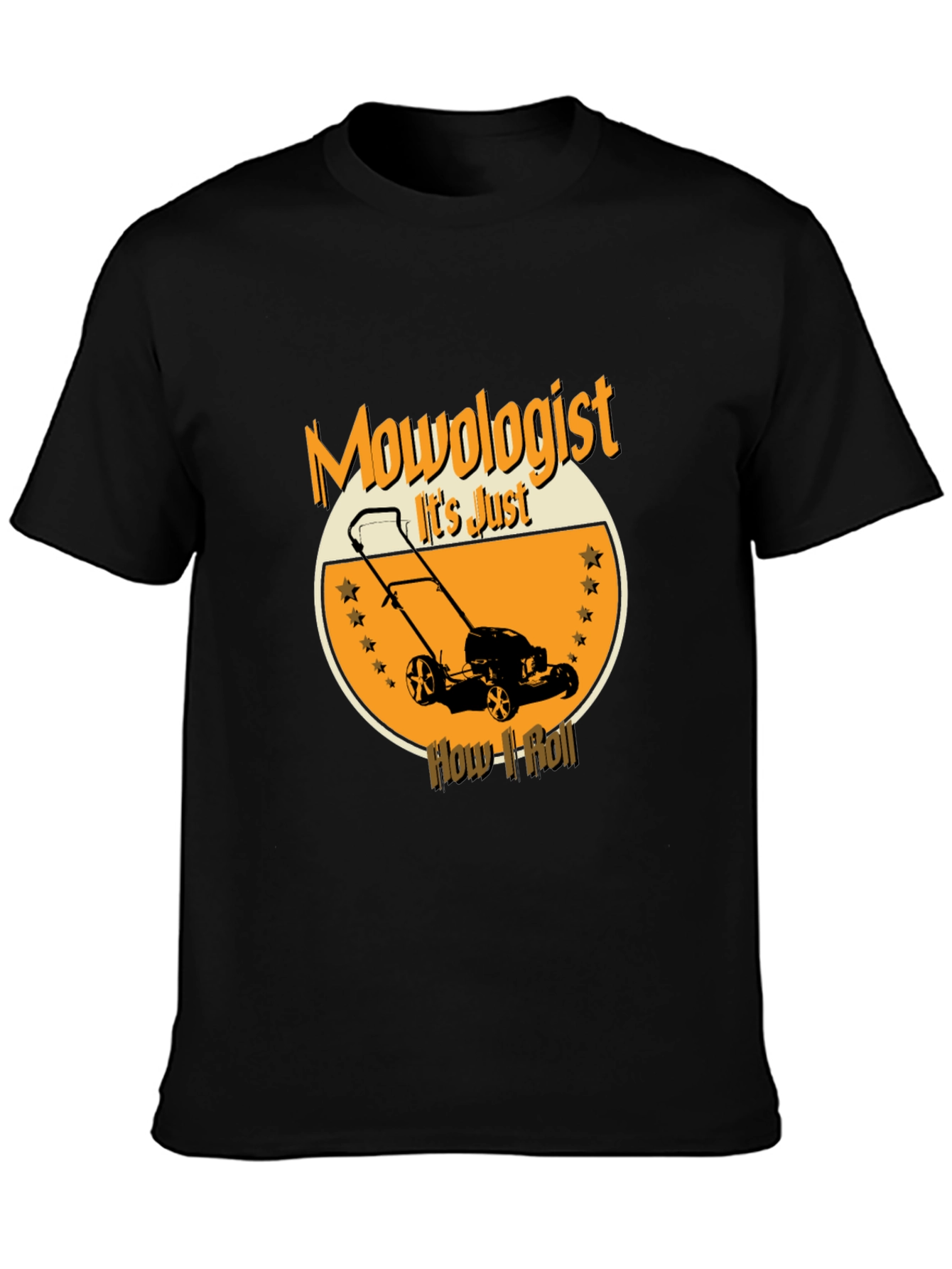 Black Mowologist T-Shirt - Lawn Mowing Humor view 3