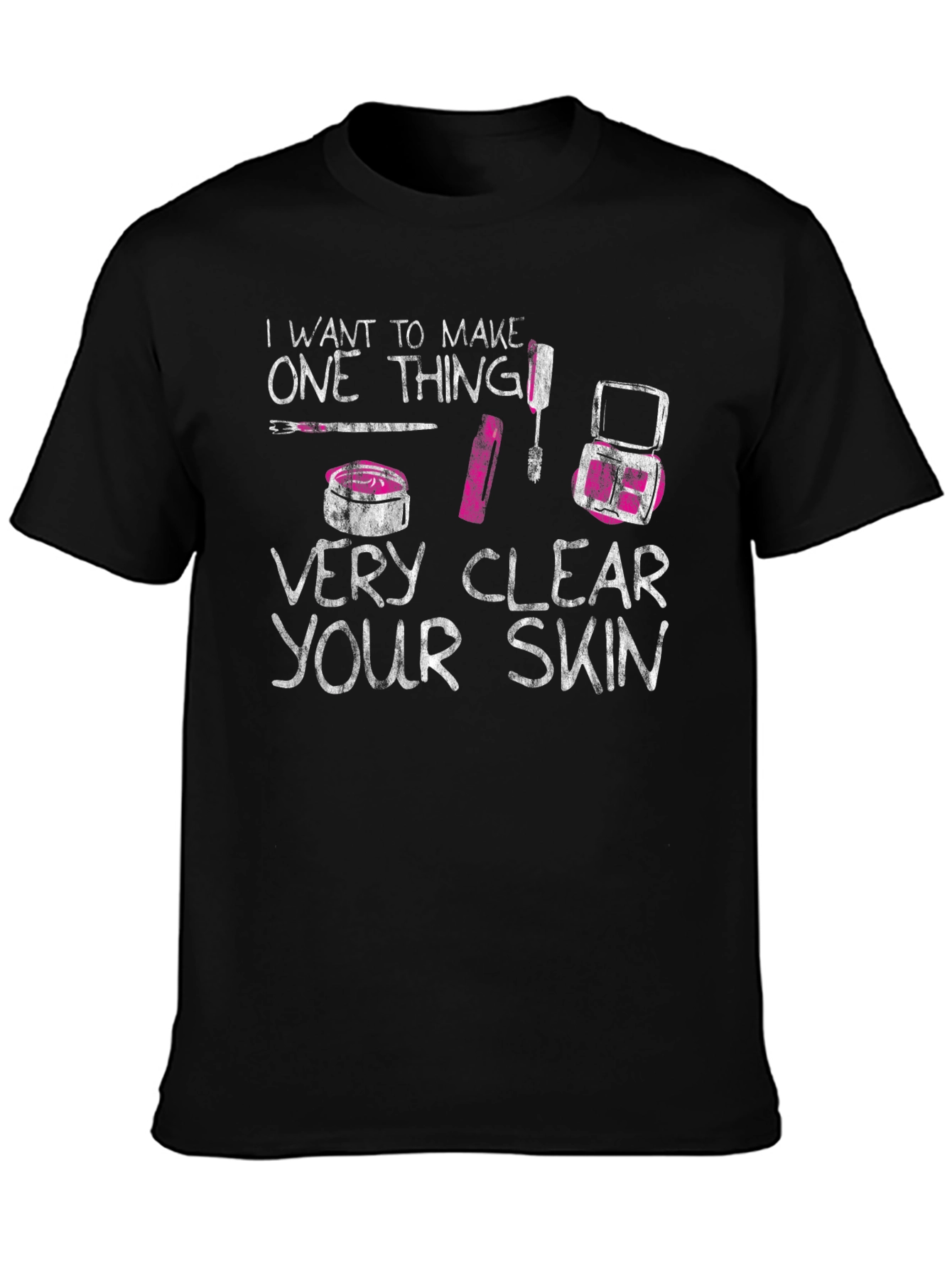 Black Makeup Artist T-Shirt: Clear Skin Statement Tee view 3