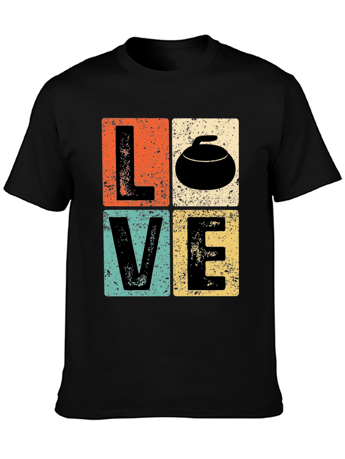 Black LOVE Curling T-Shirt - Retro Design view 3